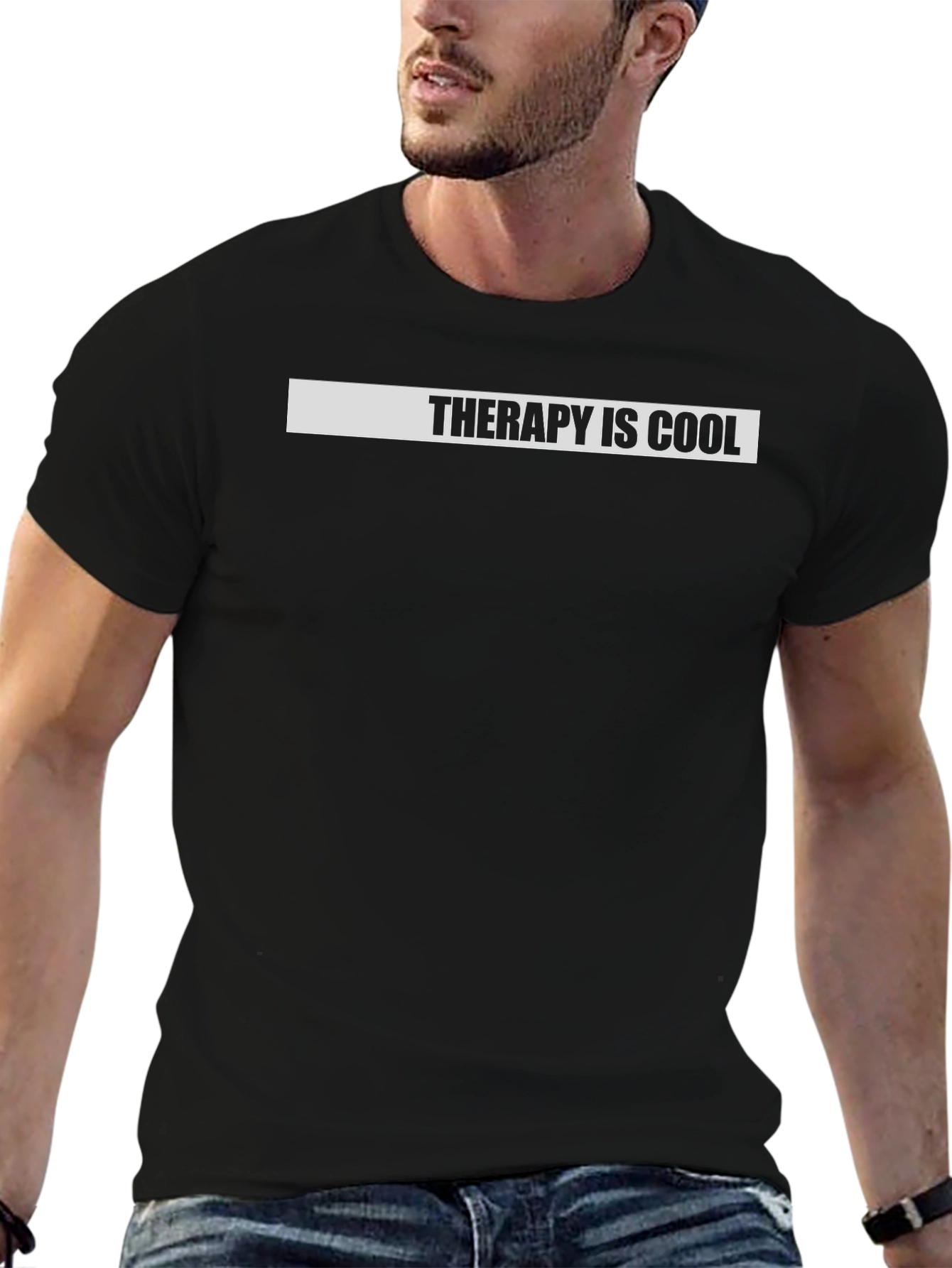 Black Therapy is Cool Black Graphic Tee view 6