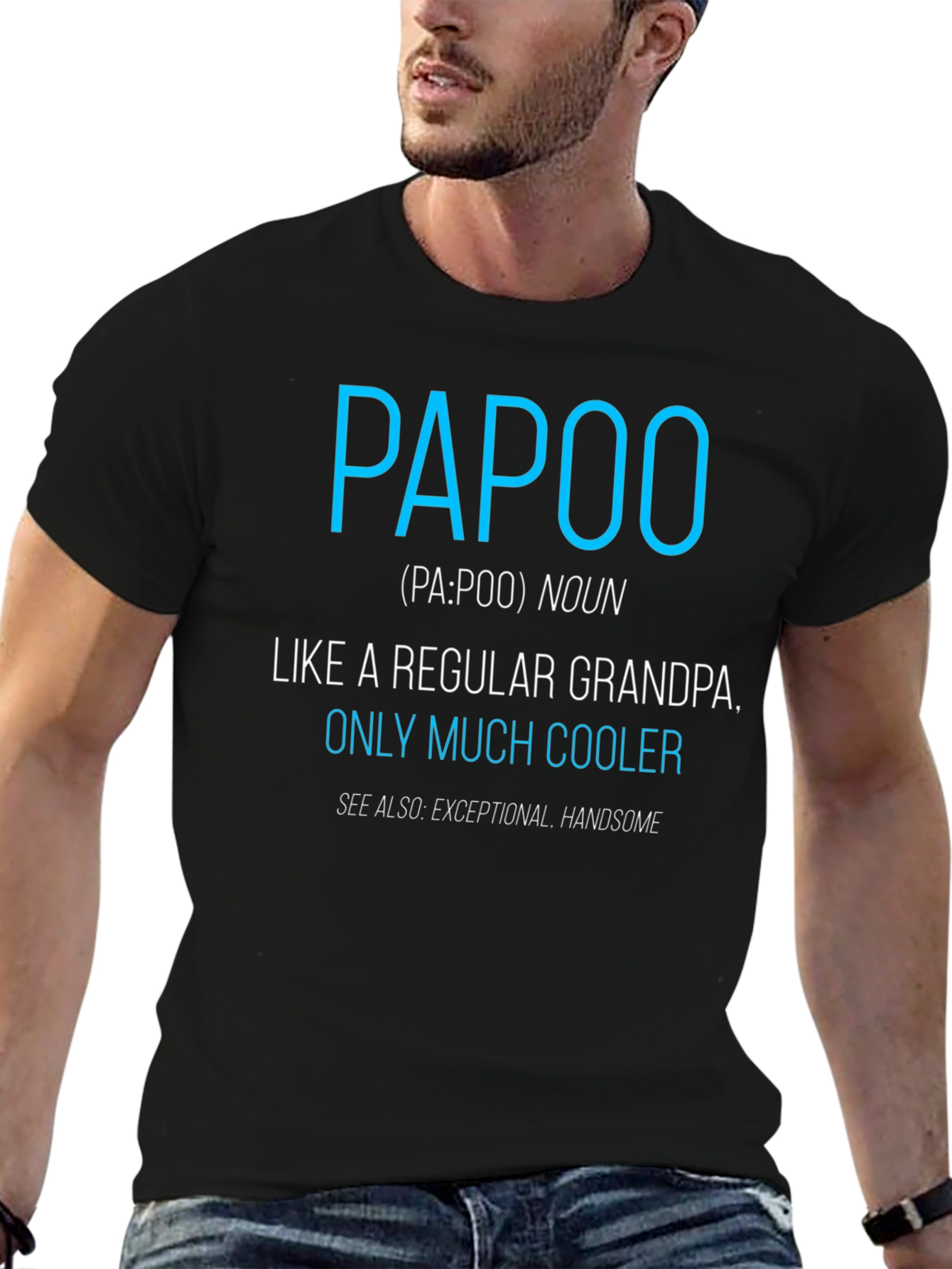 Black Funny Papoo Definition T-Shirt - Cool Grandpa Tee view 6