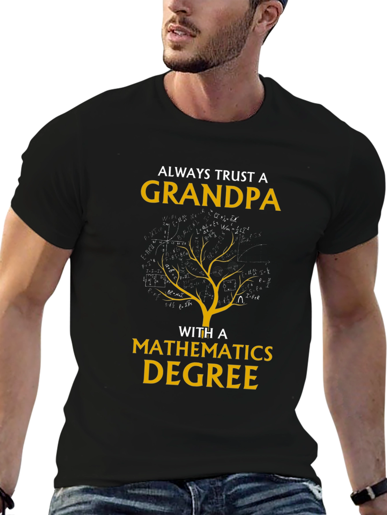 Black Grandpa Mathematics Degree Graphic Tee view 6