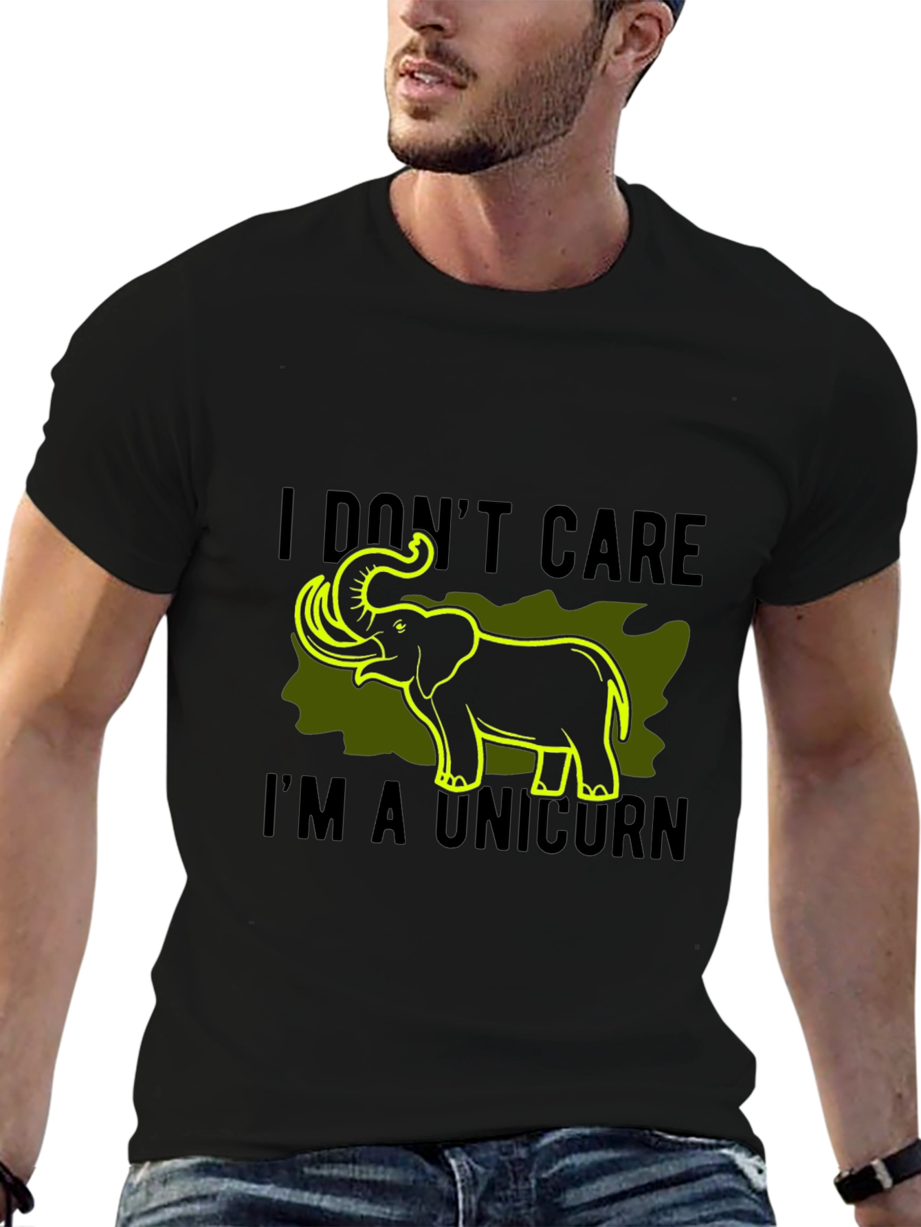 Black Funny I Don't Care I'm A Unicorn Elephant Graphic Tee view 6