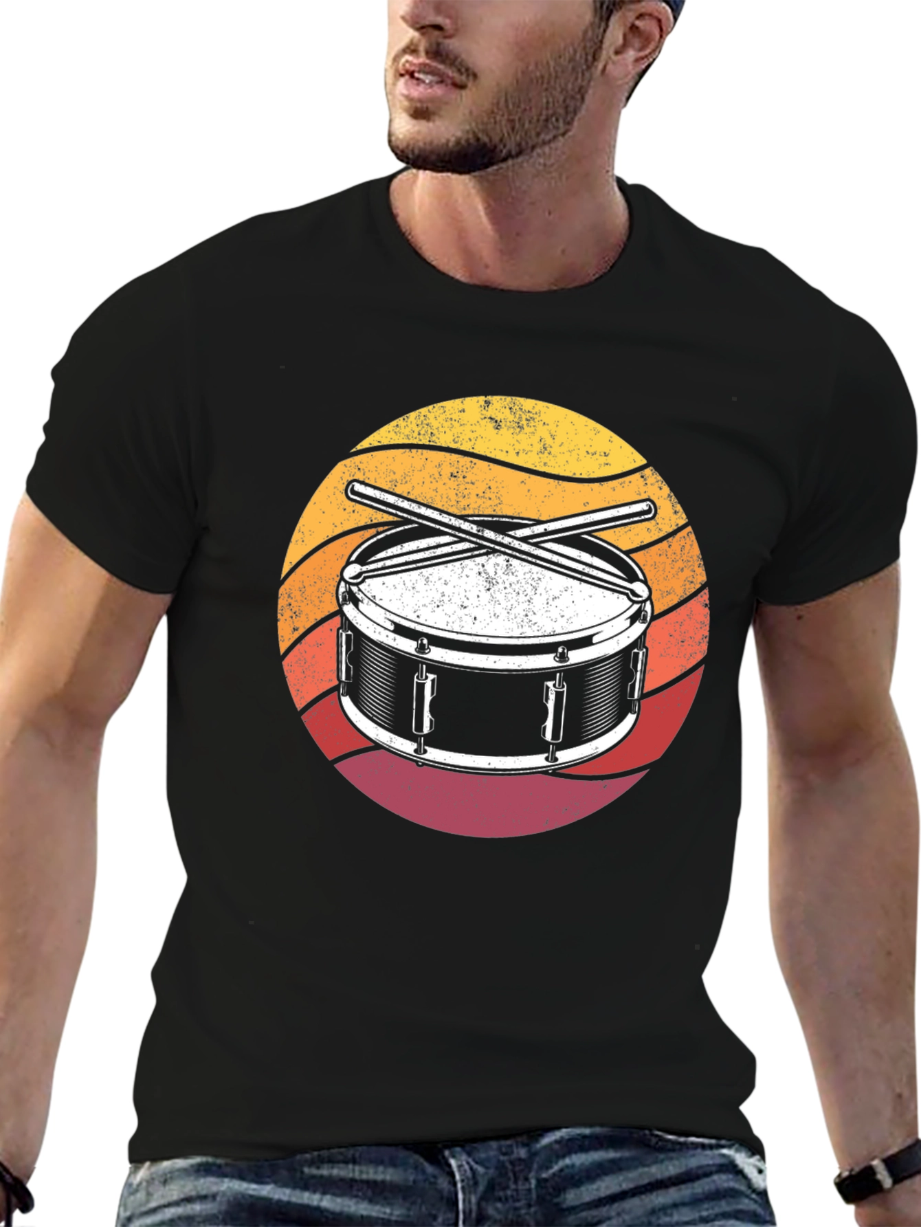 Black Drum Kit Sunset Graphic T-Shirt view 6