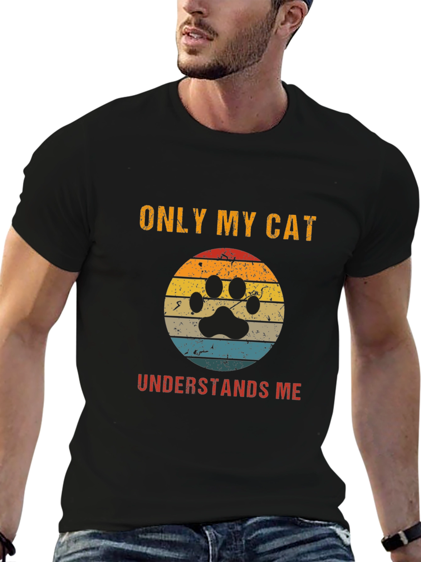 Black Only My Cat Understands Me T-Shirt view 6