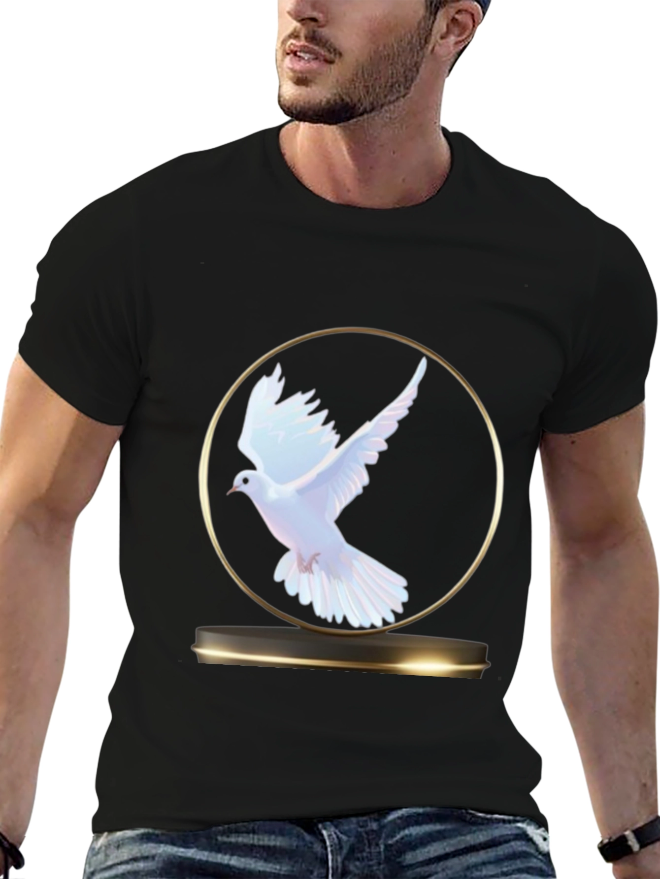Dove Graphic T-Shirt - Black Casual Tee - 6