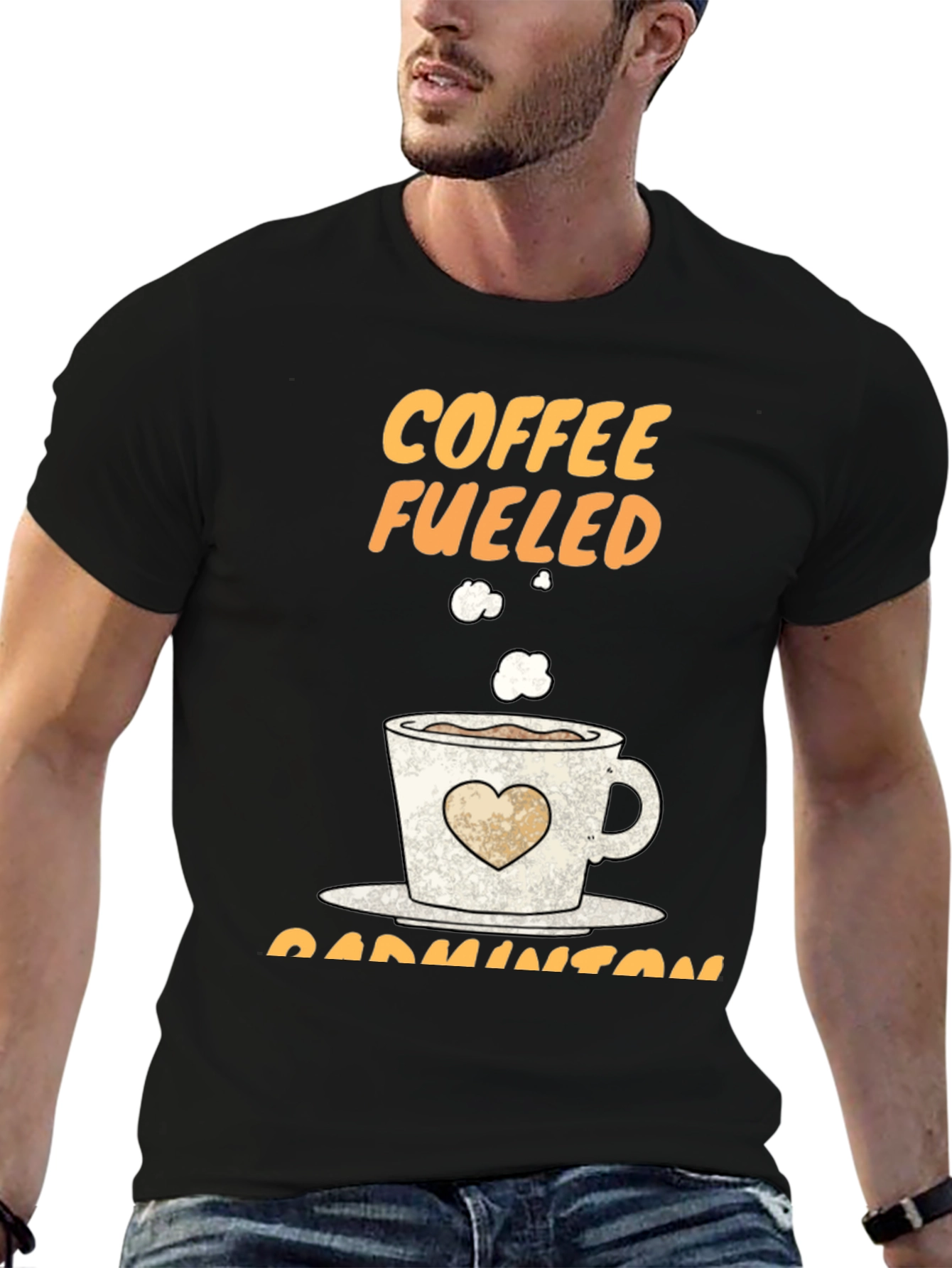 Black Coffee Fueled Badminton T-Shirt view 6