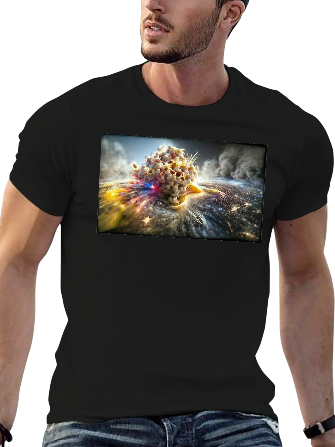 Cosmic Burst Graphic Tee - Black Cotton Blend - 6