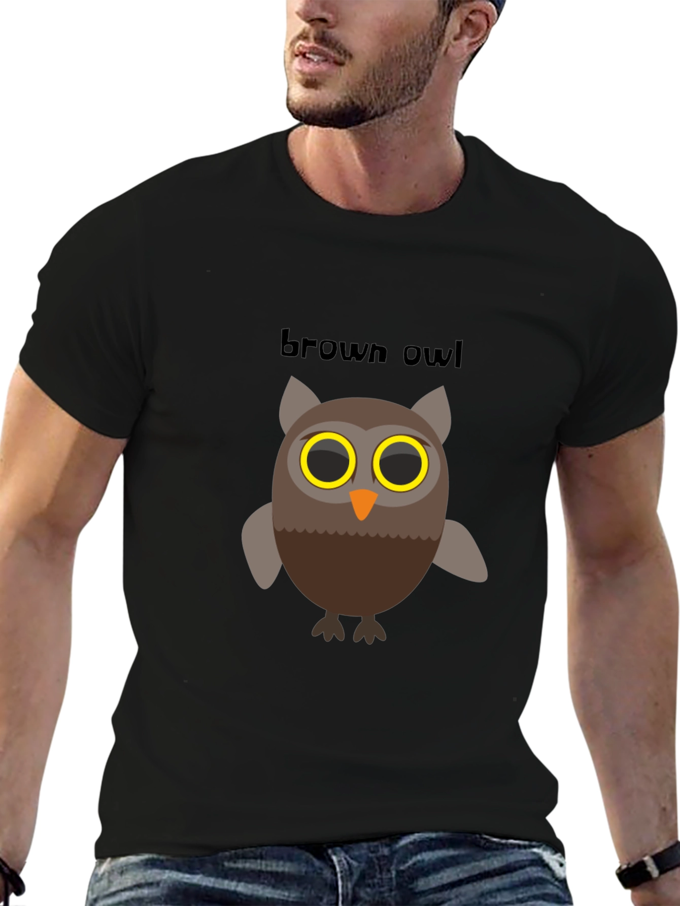 Black Brown Owl Graphic Tee - Men's Black T-Shirt view 6