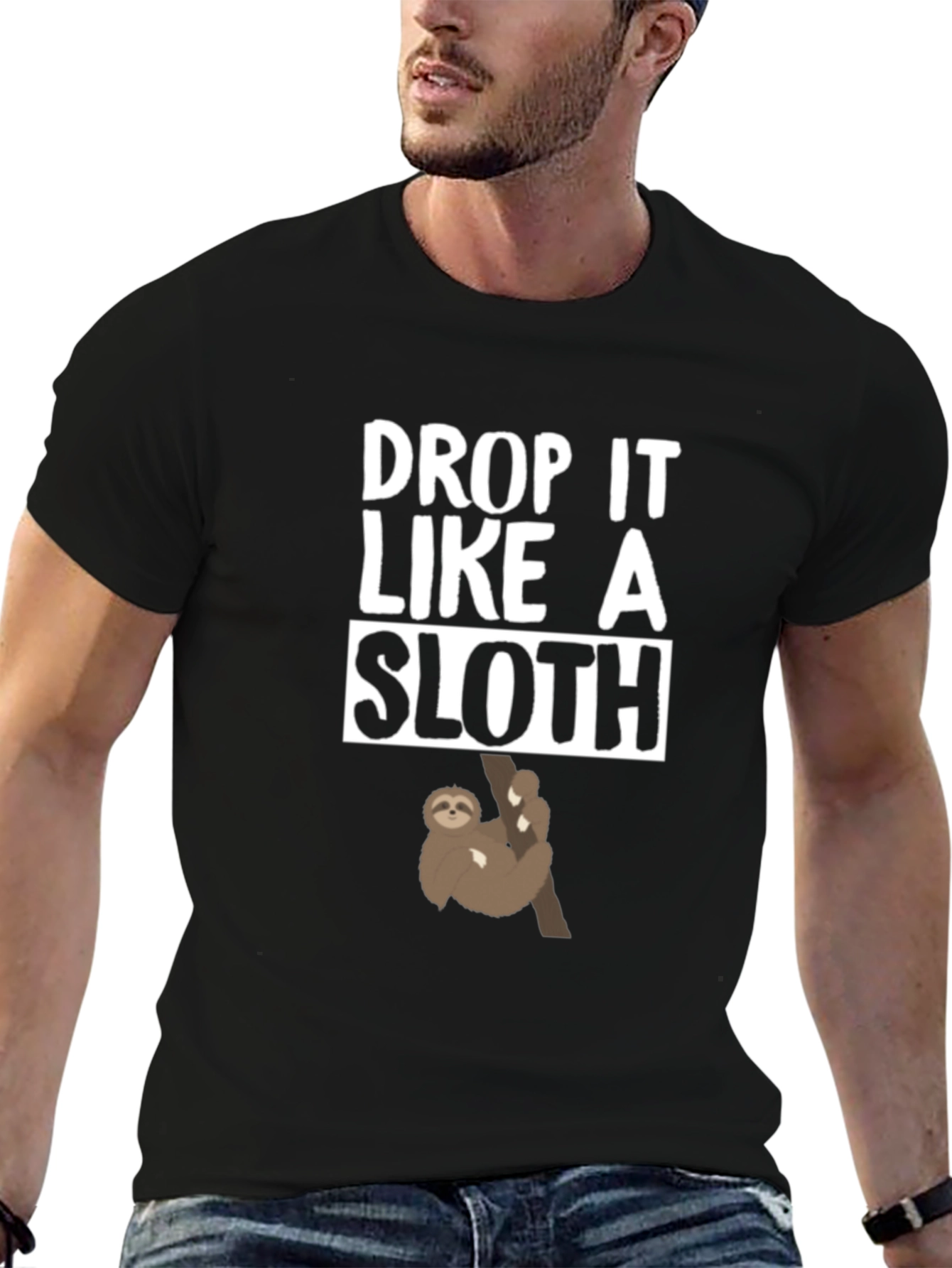 Black Drop It Like A Sloth Graphic Tee view 6
