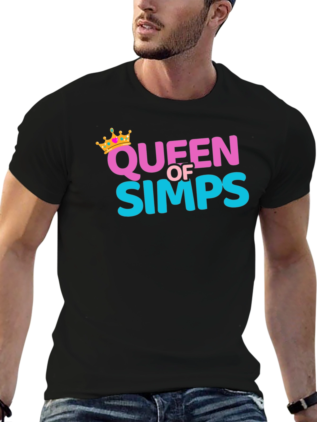 Black Queen Of Simps Black T-Shirt view 6