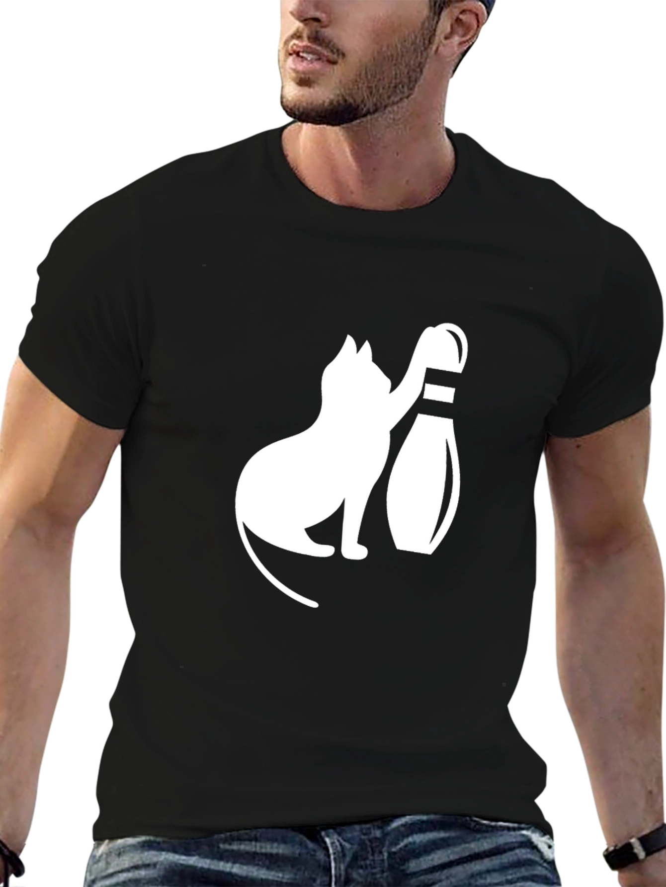 Black Cat Bowling T-Shirt - Unisex view 6