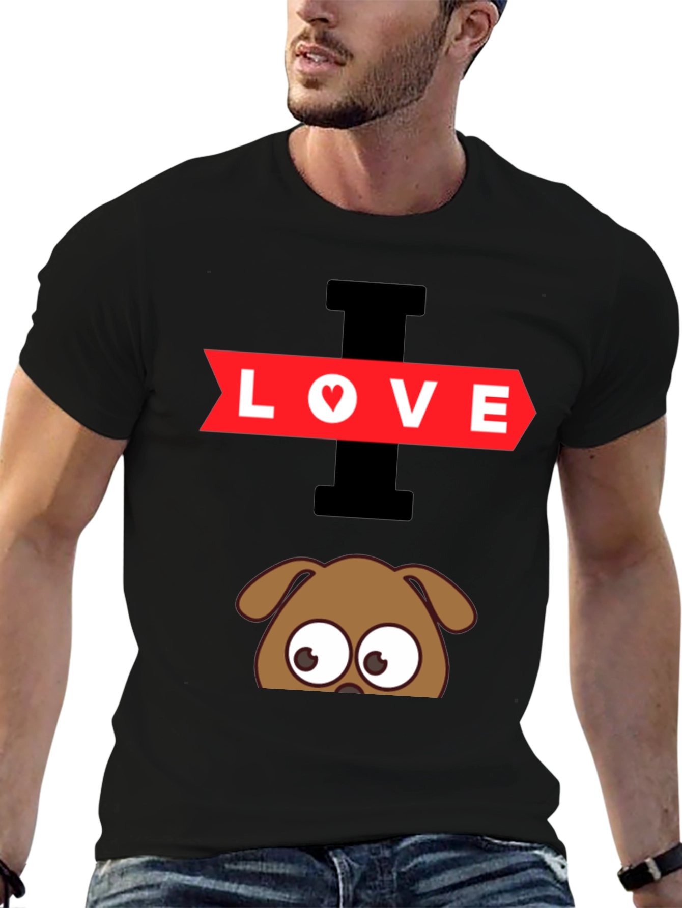 Black I Love Dogs Graphic T-Shirt view 6