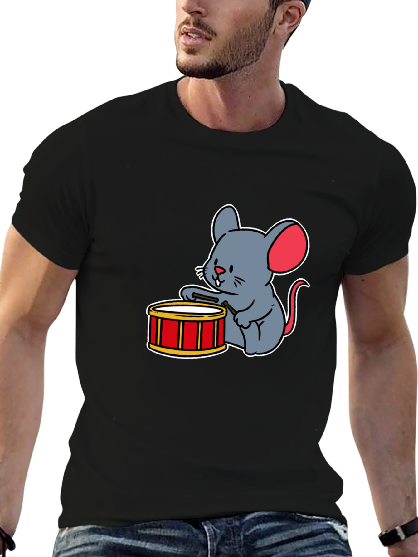 Black Mouse Drummer T-Shirt view 6