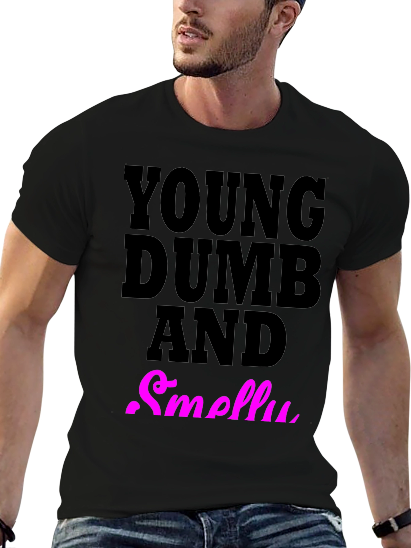 Black Young Dumb And Smelly T-Shirt view 6