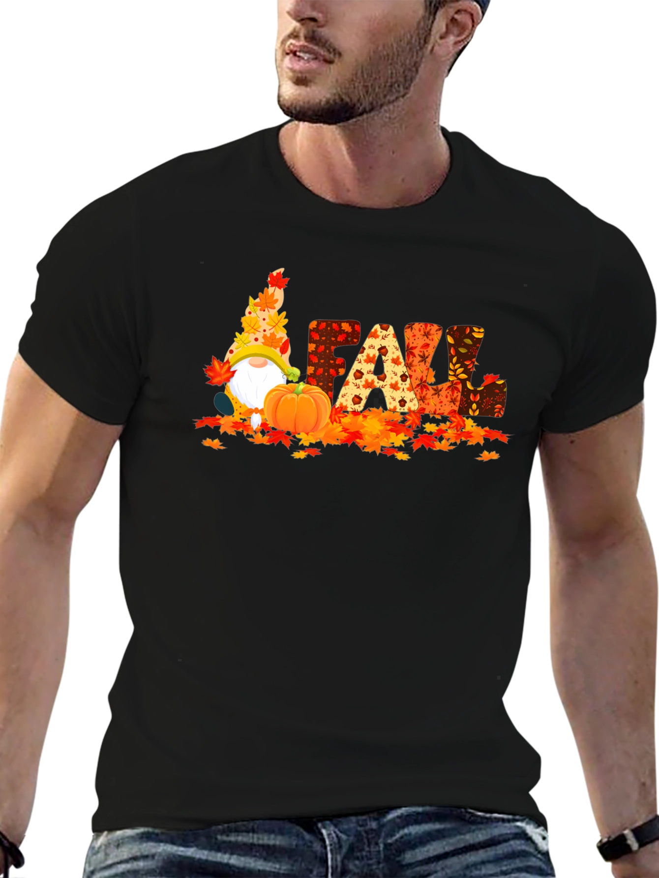 Black Fall Gnomes Graphic Tee - Autumn Harvest Shirt view 6