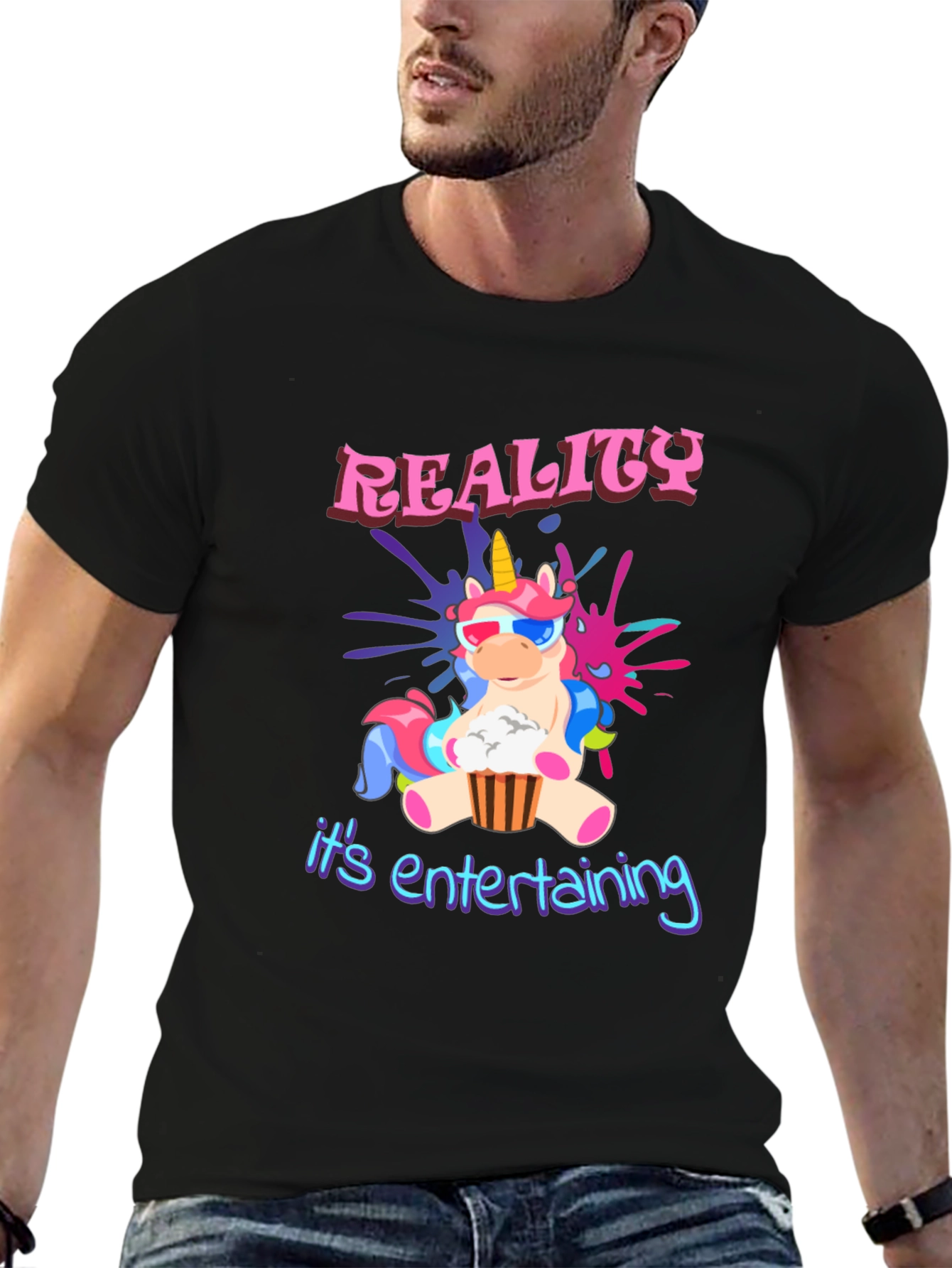 Black Unicorn Reality T-Shirt - It's Entertaining Tee view 6