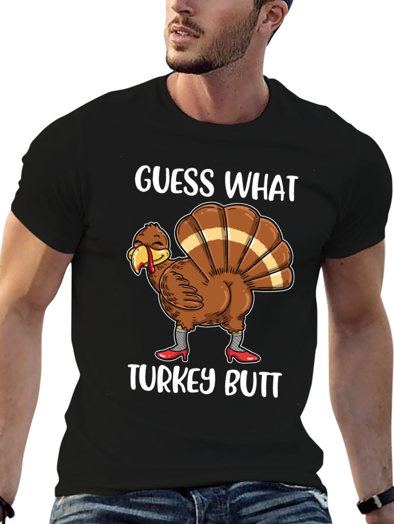 Black Guess What Turkey Butt Shirt view 6