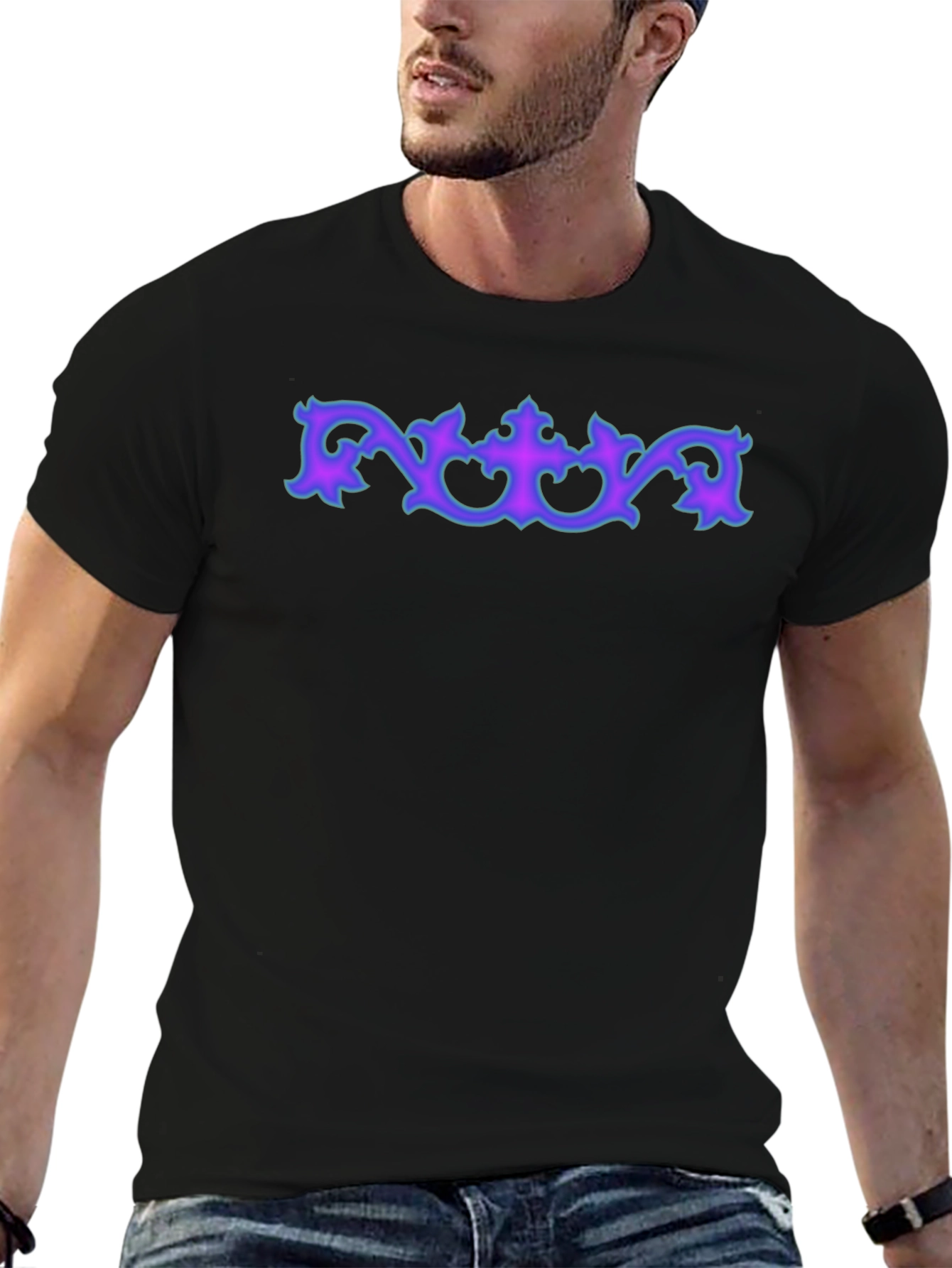 Ornate Accent Graphic Tee - Soft Black Cotton - 6