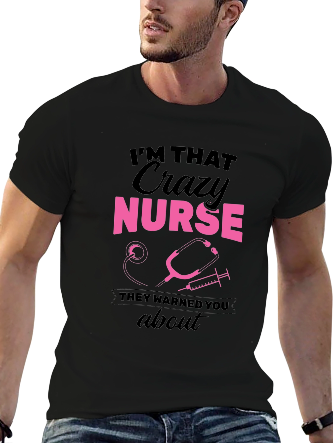 Black Crazy Nurse Graphic Tee - Funny Nurse T-Shirt view 6