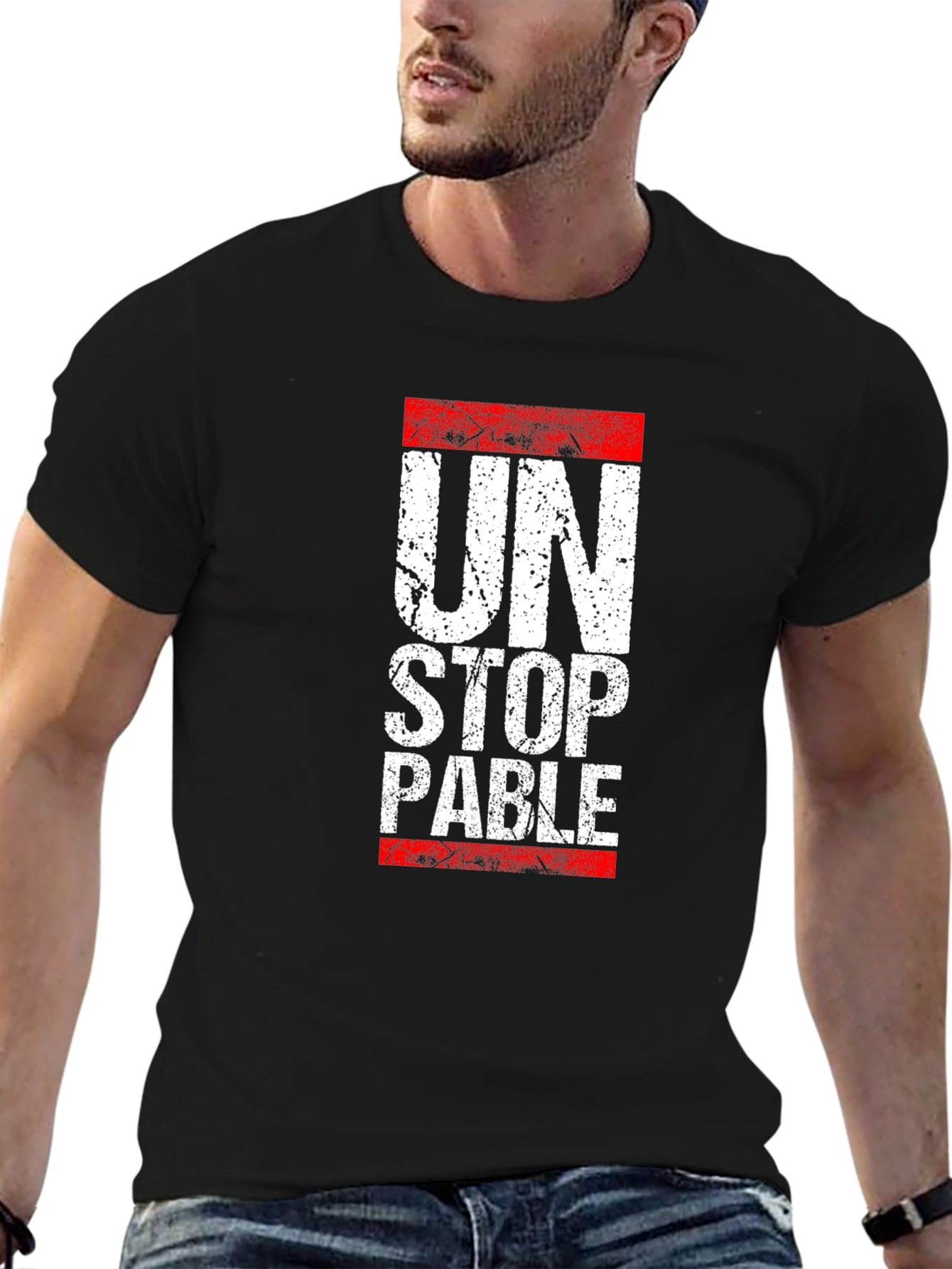 Black Unstoppable Graphic Print Black T-Shirt view 6