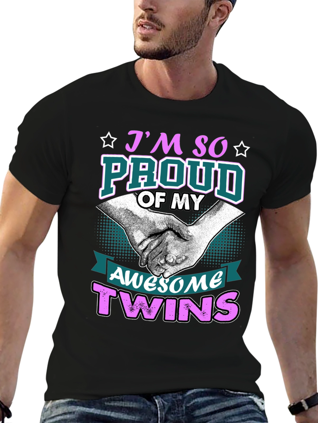 Black Proud Twins T-Shirt - Awesome Design! view 6