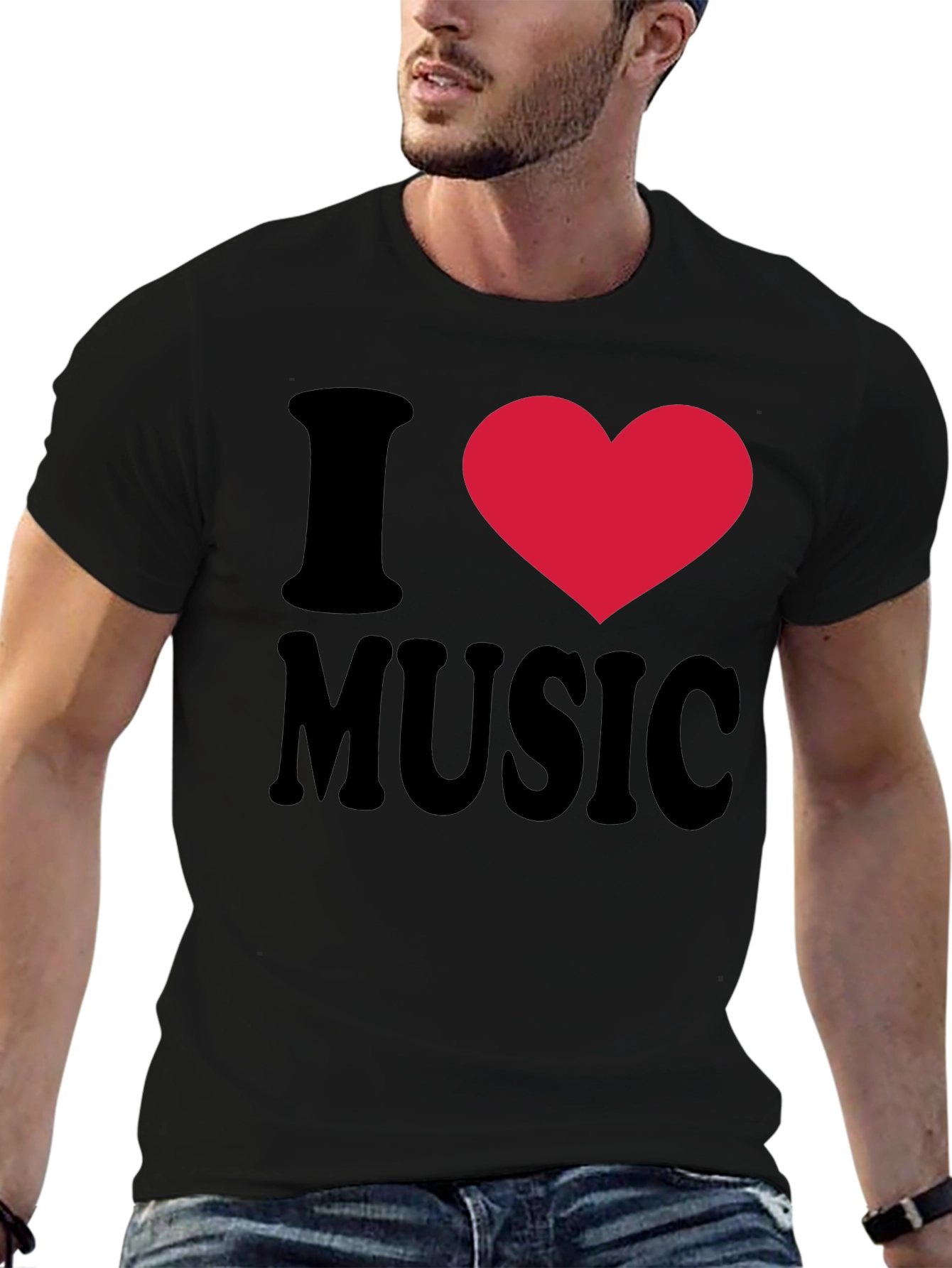 Black I Heart Music Black T-Shirt view 6