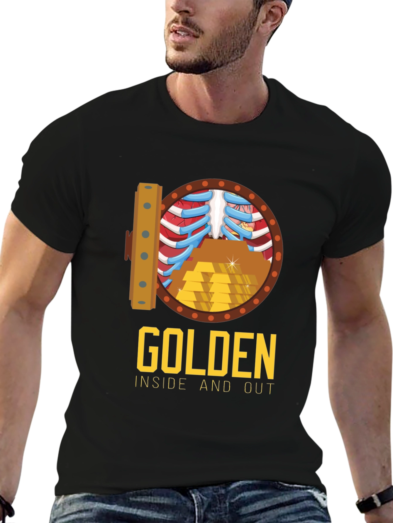 Black Golden Inside & Out Graphic Tee - Bold Style view 6
