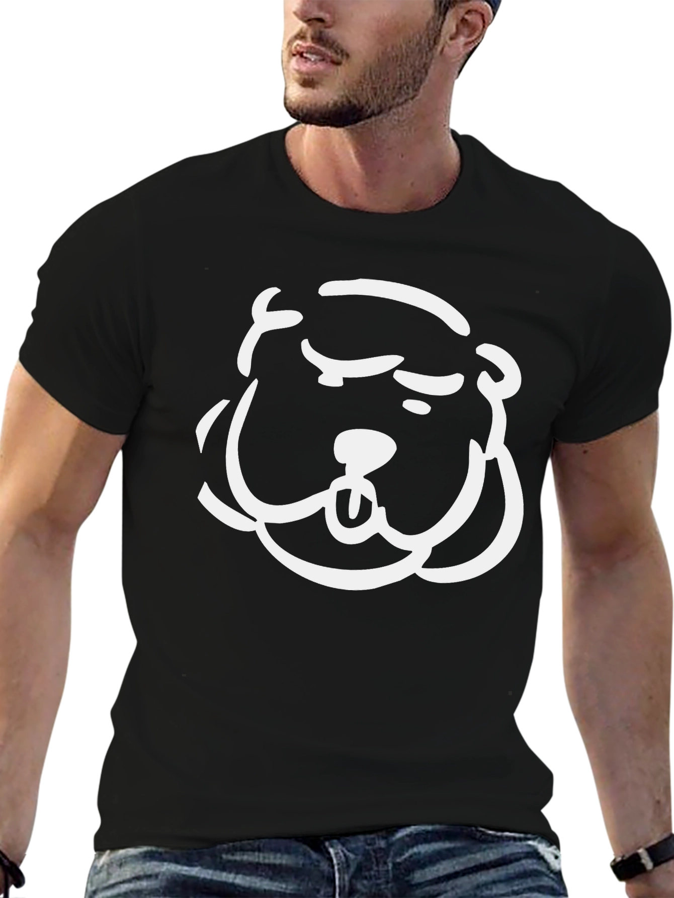 Black Cool Cartoon Beaver Black T-Shirt view 6