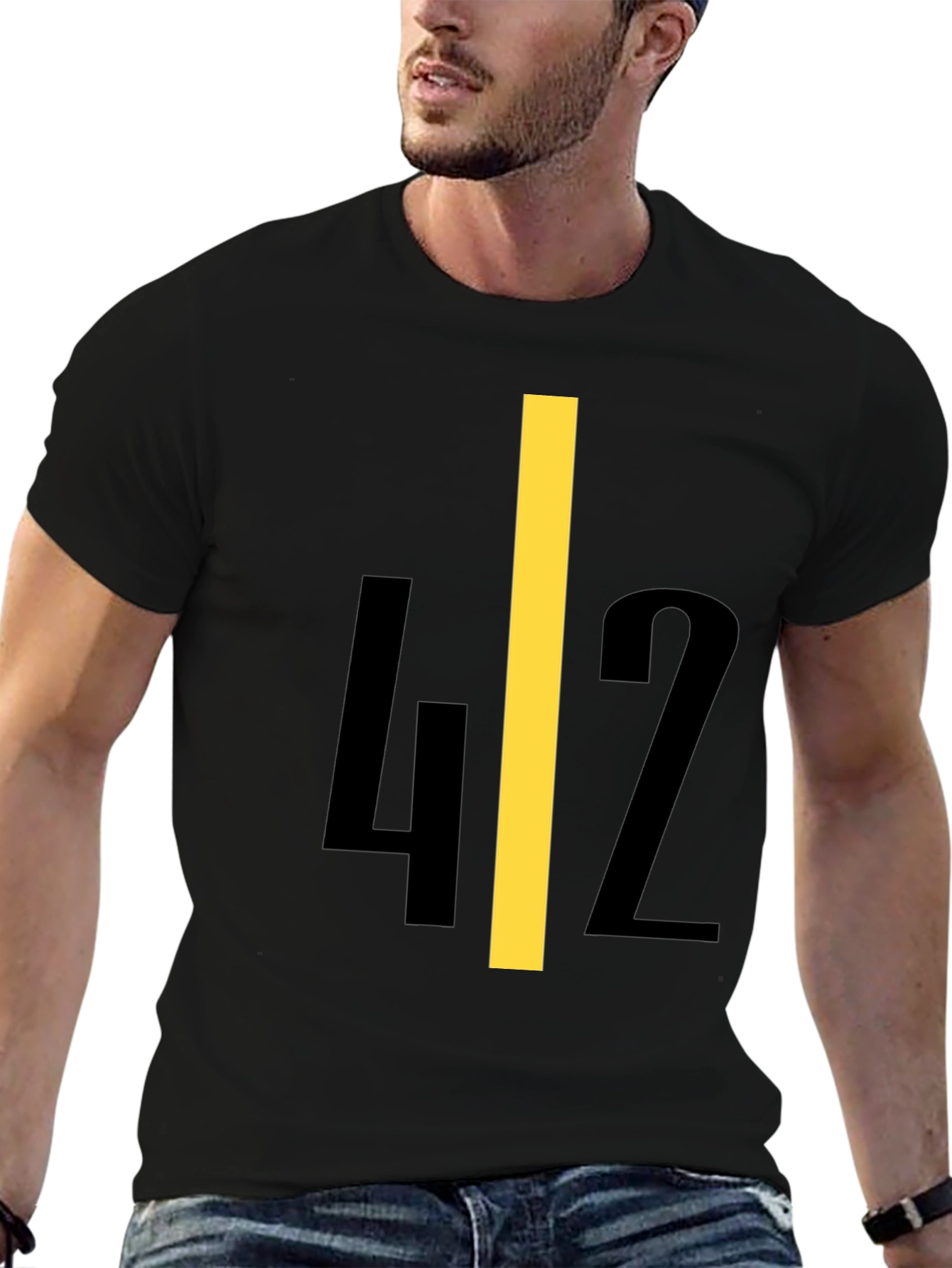 Black Bold Number 42 Graphic Tee - Black view 6