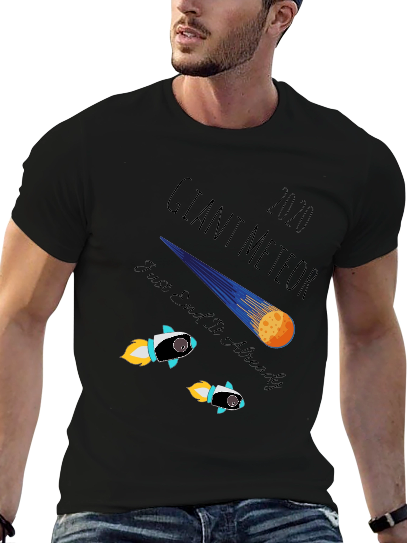 Black Giant Meteor 2020 T-Shirt: Humorous End of Times Tee view 6