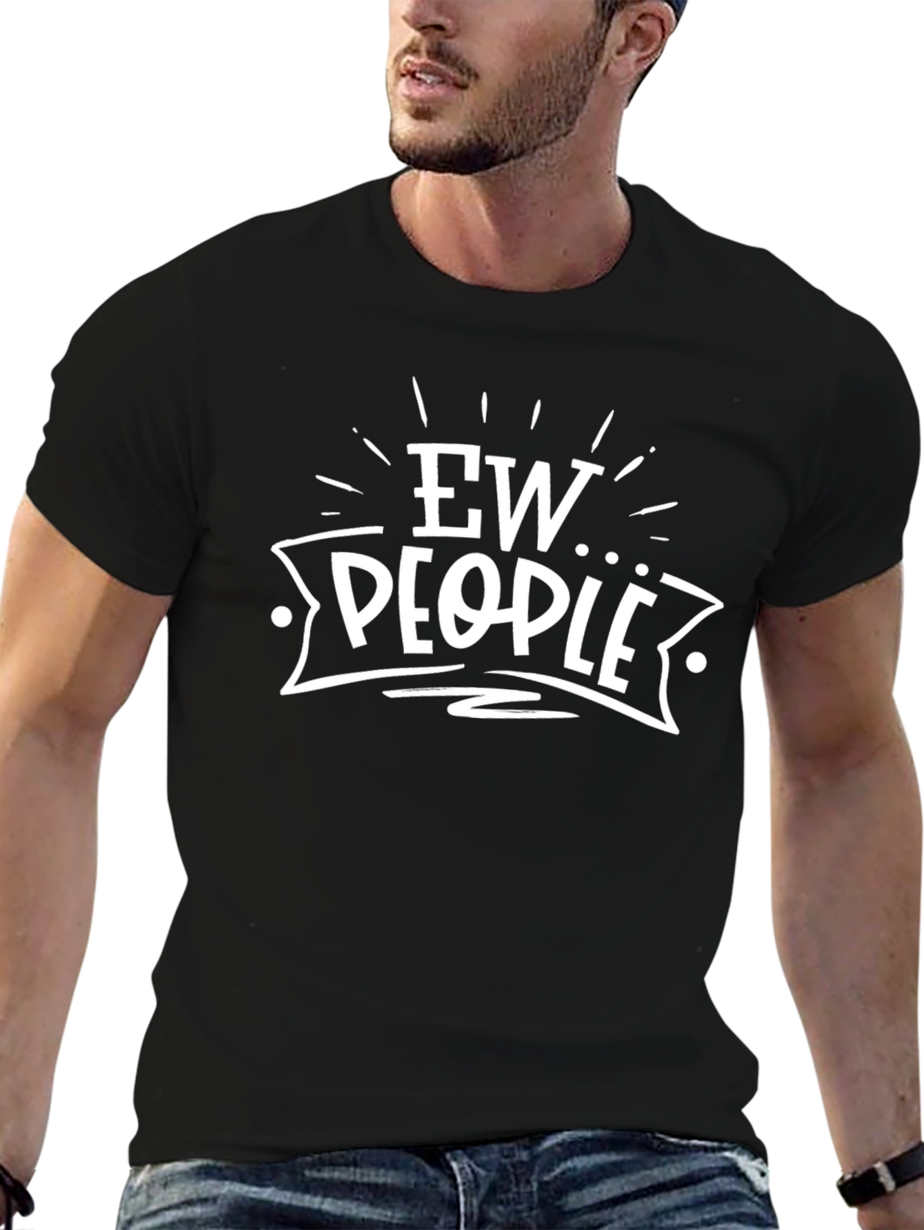 Black Ew People Graphic Tee - Funny Introvert T-Shirt view 6