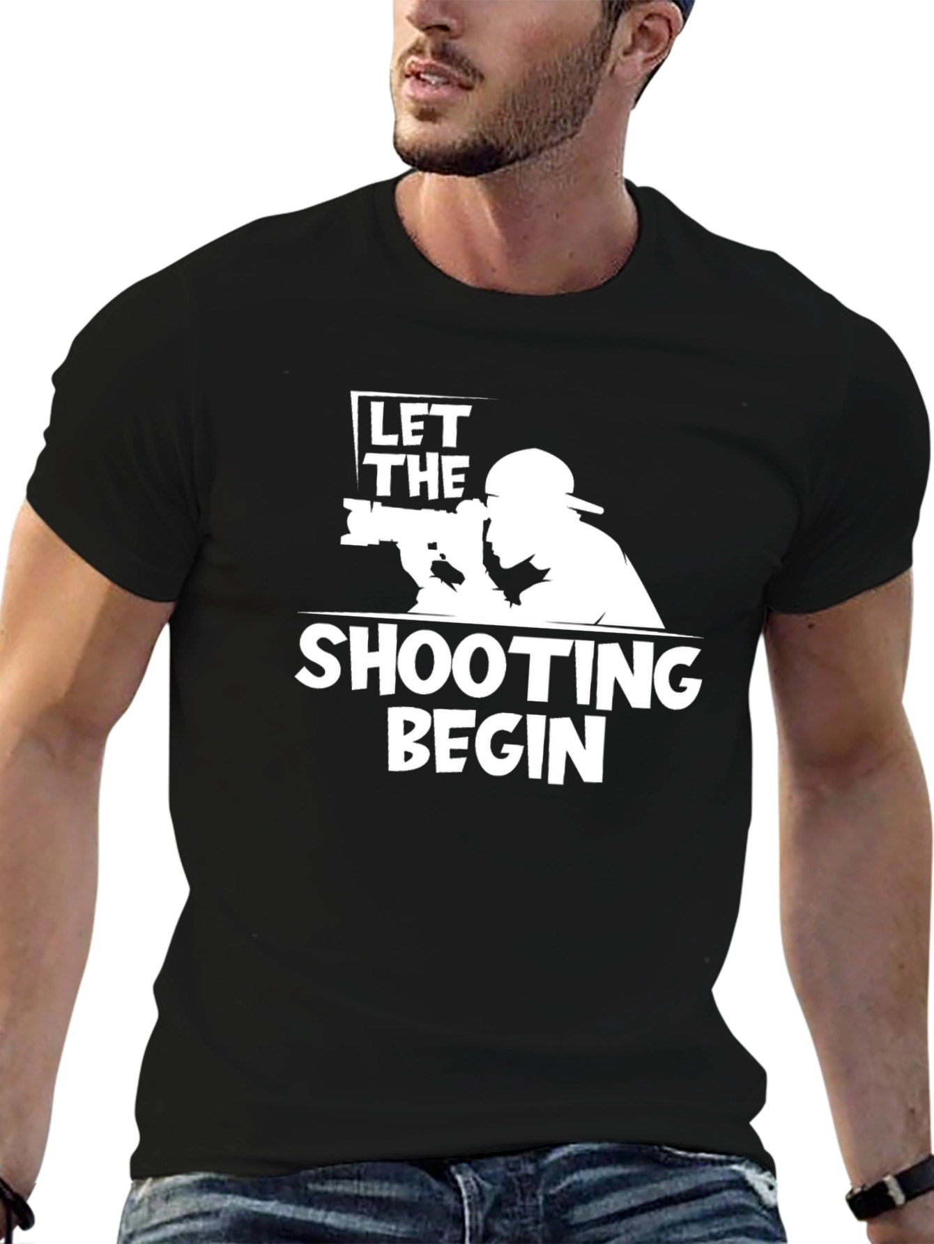 Black Let the Shooting Begin - Black T-Shirt view 6