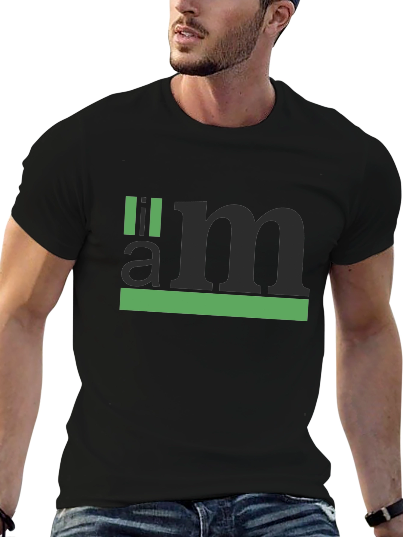 Black Minimalist Graphic Tee - 'I am' Statement Shirt view 6