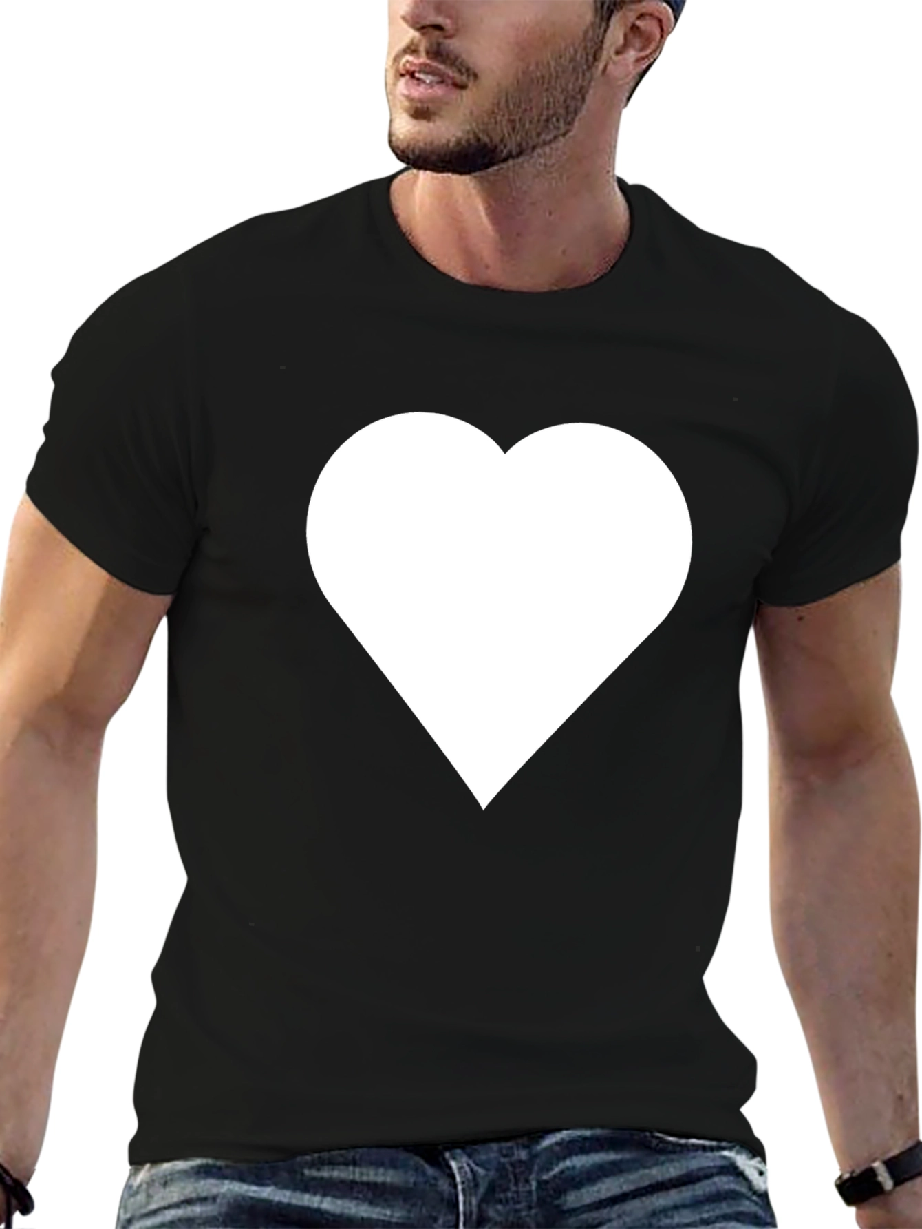 Black Heart Graphic T-Shirt - Black Casual Tee view 6