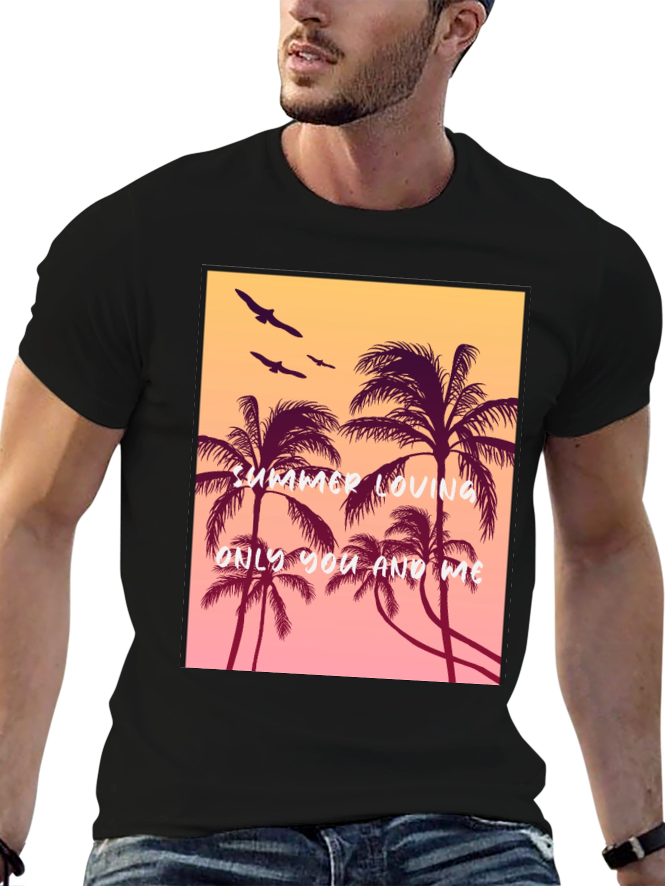 Black Summer Loving Palm Tree Graphic Tee view 6