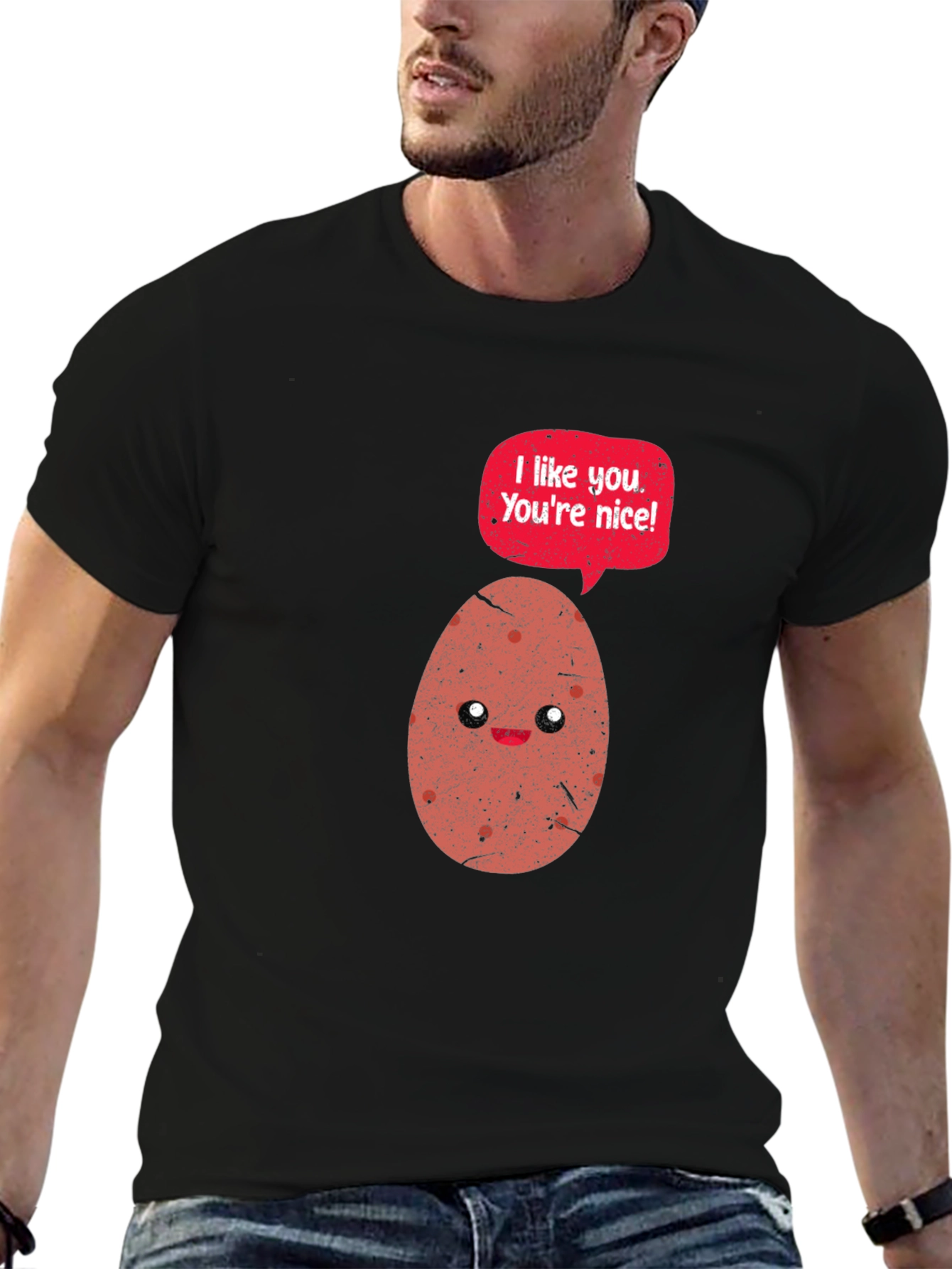 Black Funny Potato T-Shirt - I Like You, You're Nice! view 6