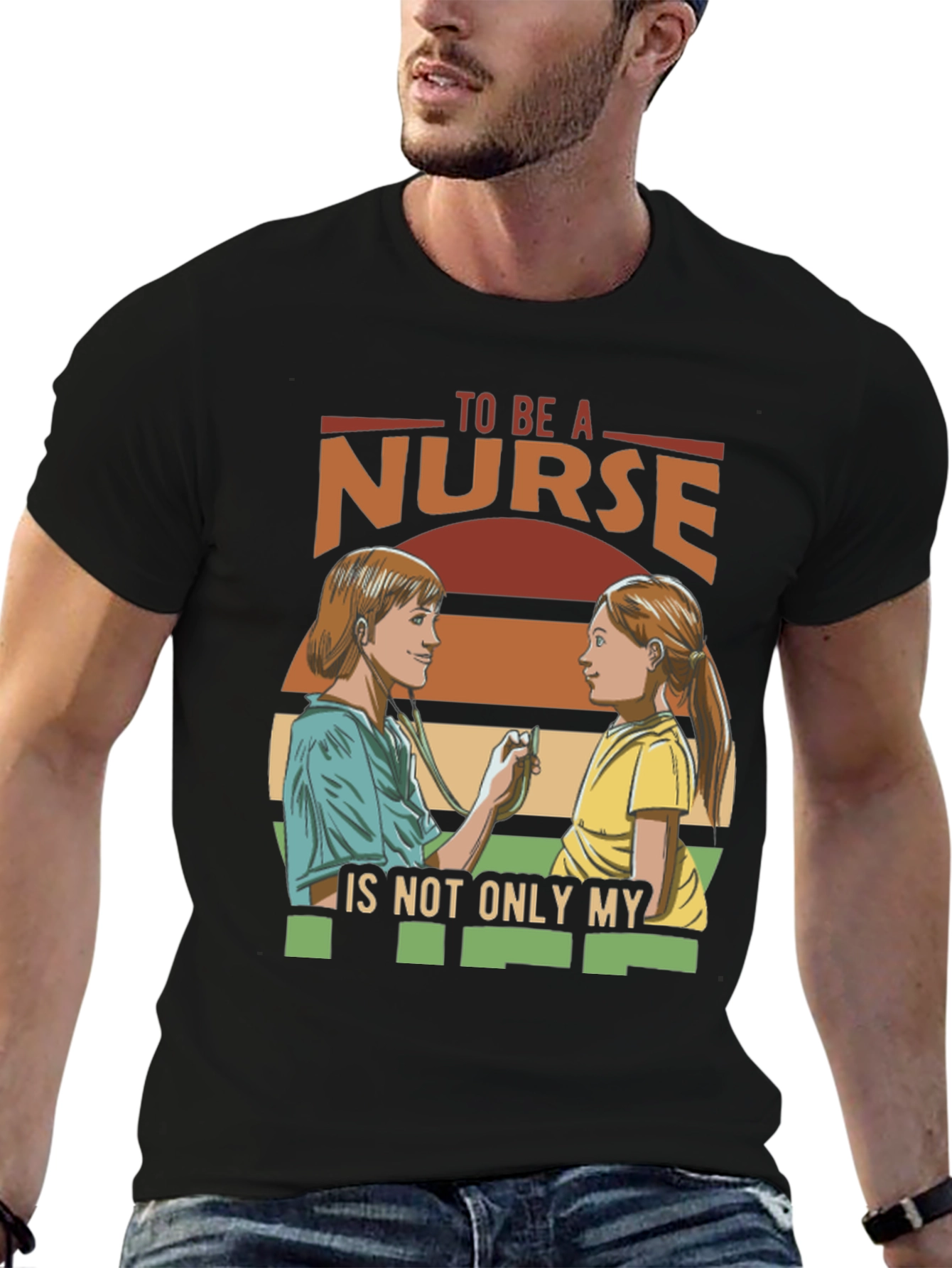 Black Nurse T-Shirt - To Be A Nurse My Vocation Tee view 6