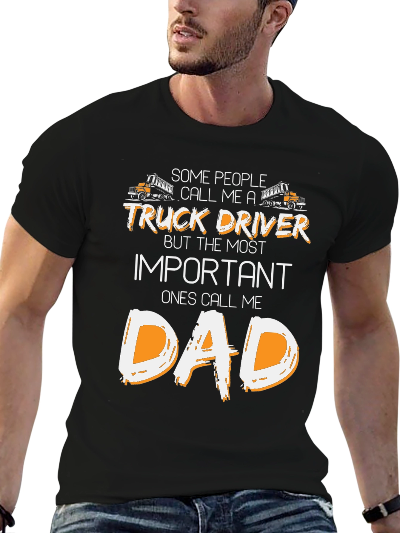 Black Truck Driver Dad T-Shirt - Gift for Father view 6