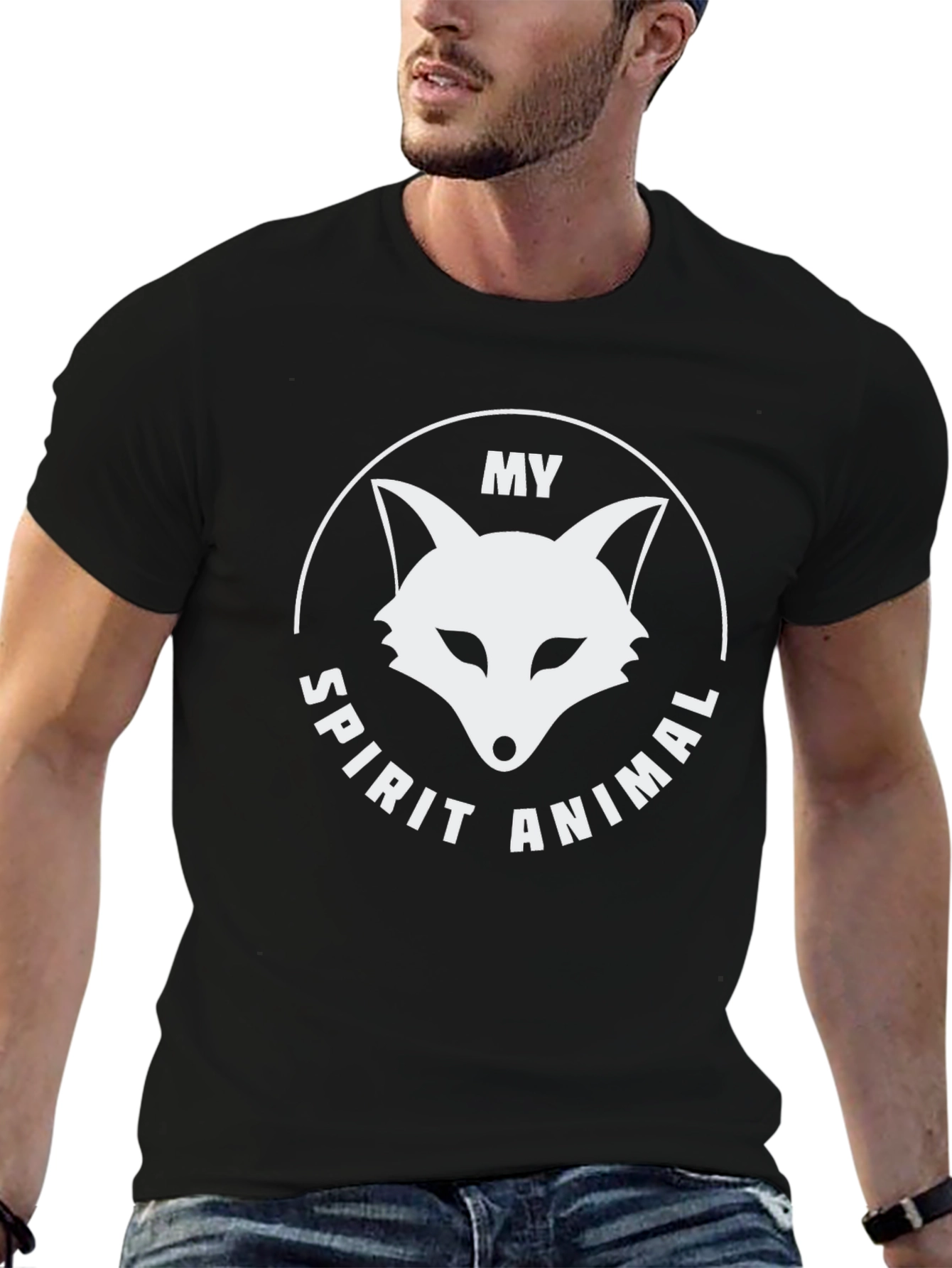 Black My Spirit Animal Fox T-Shirt - Black Graphic Tee view 6