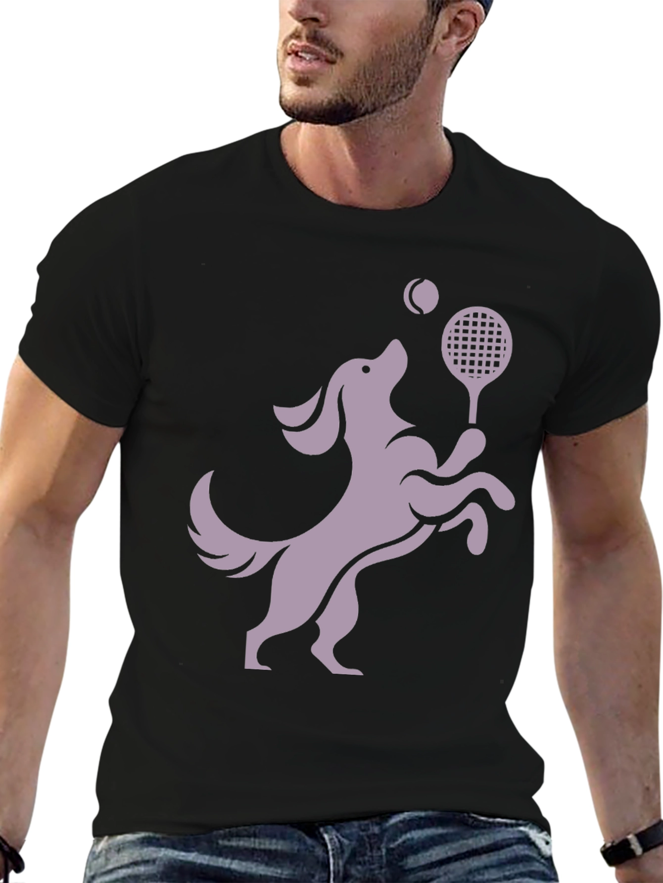 Black Dog Playing Tennis Black Graphic Tee view 6