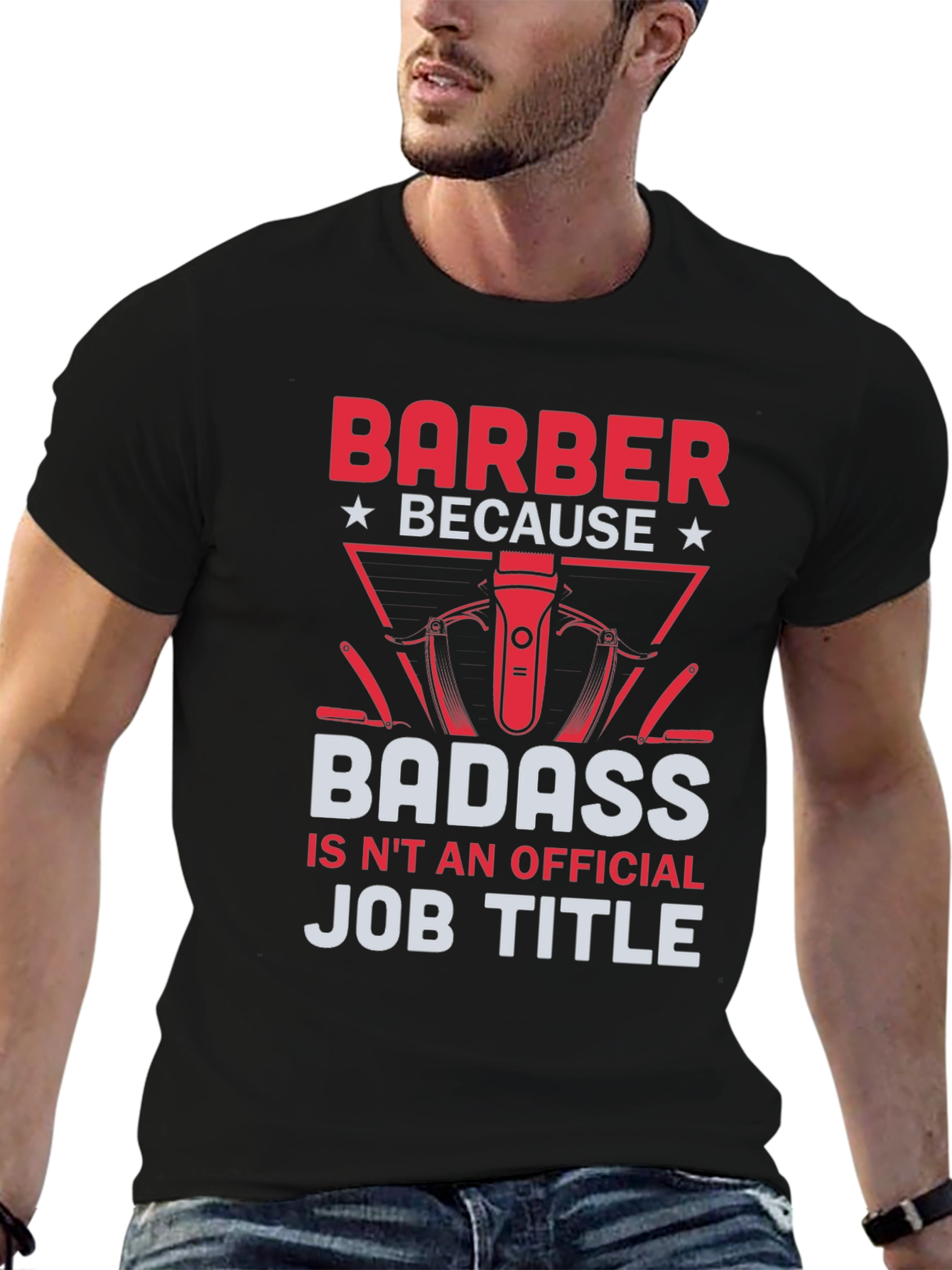 Black Barber Badass Graphic T-Shirt - Funny Barber Gift view 6