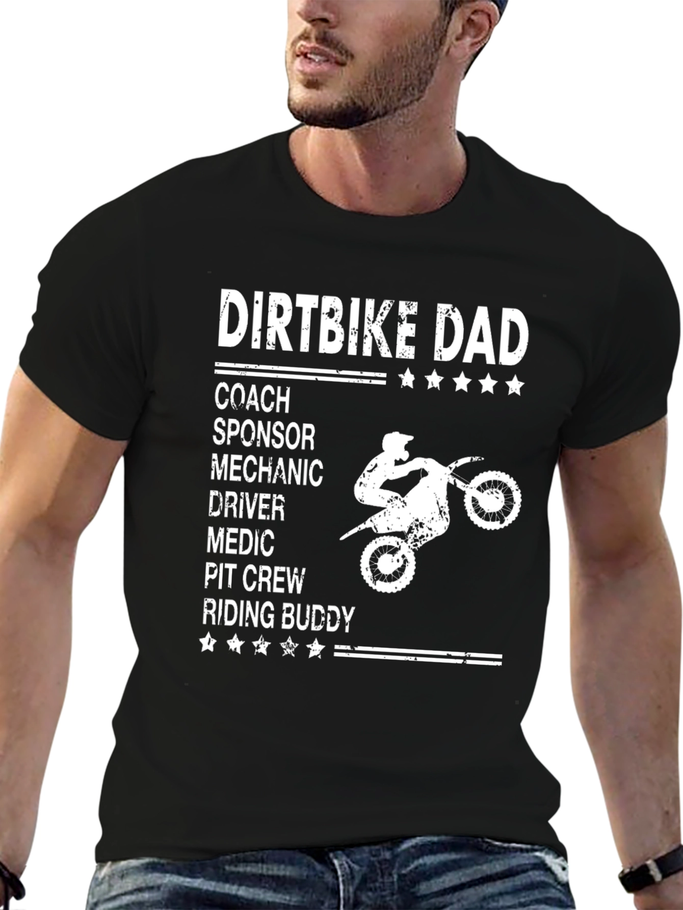 Black Dirtbike Dad T-Shirt - Coach, Sponsor, Mechanic view 6