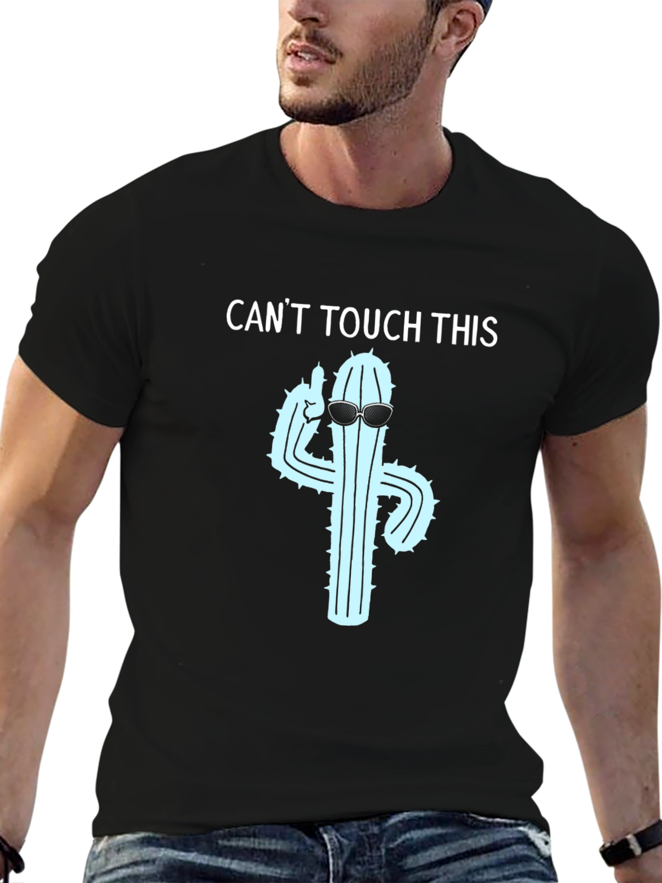 Black Cactus T-Shirt: Can't Touch This Funny Tee view 6