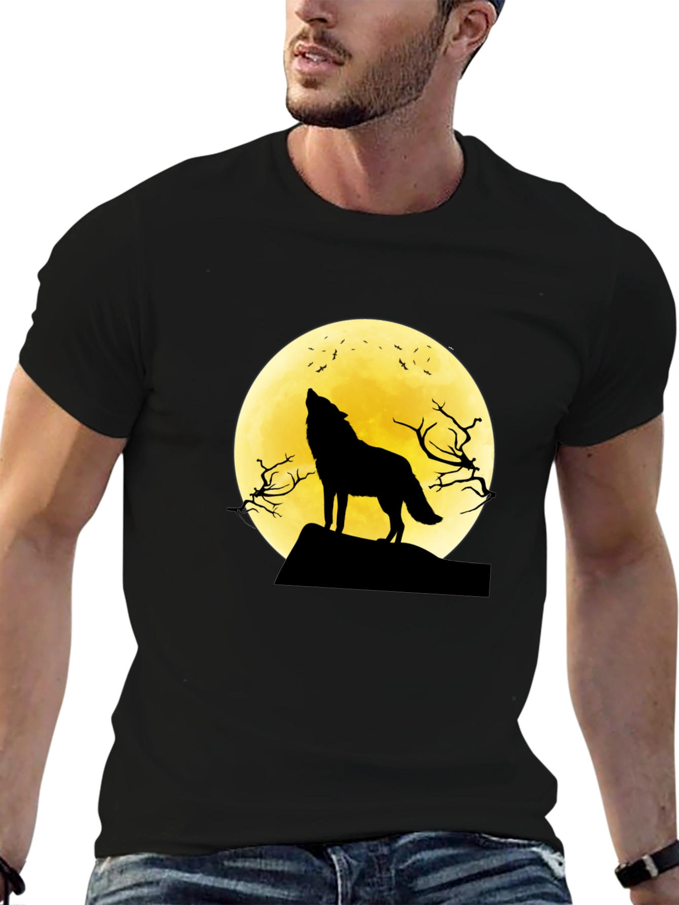 Black Wolf Moon Graphic Tee - Black T-Shirt view 6