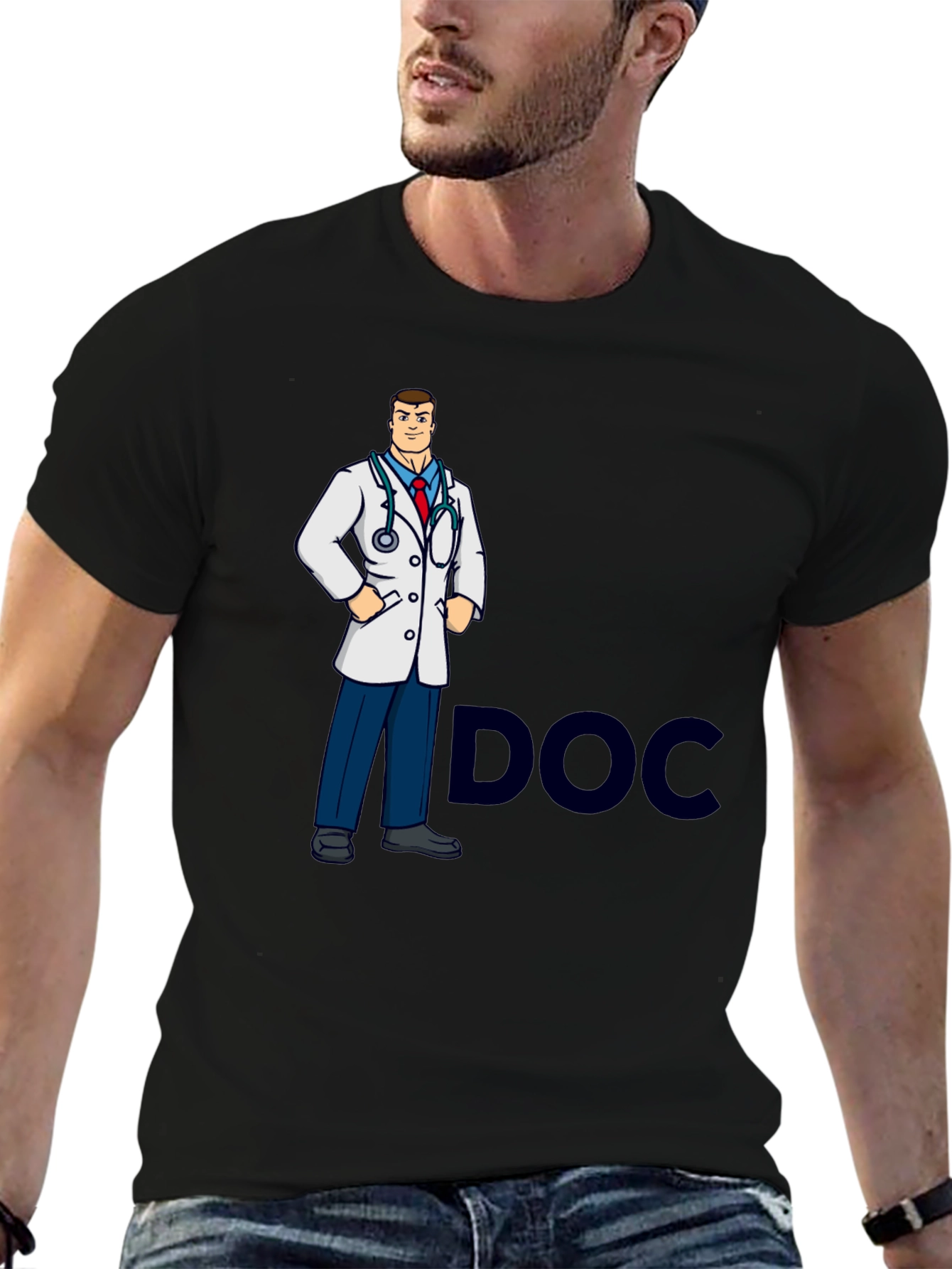 Black Doctor Cartoon Graphic T-Shirt view 6