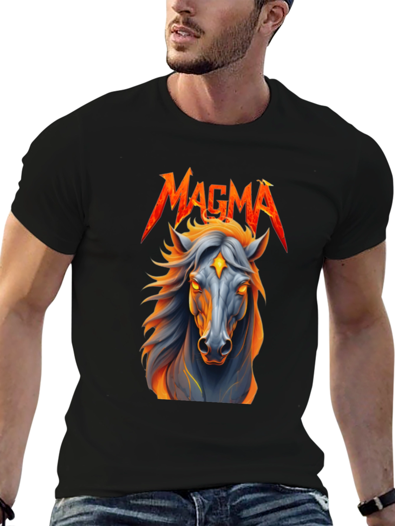 Black Magma Horse Graphic T-Shirt view 6