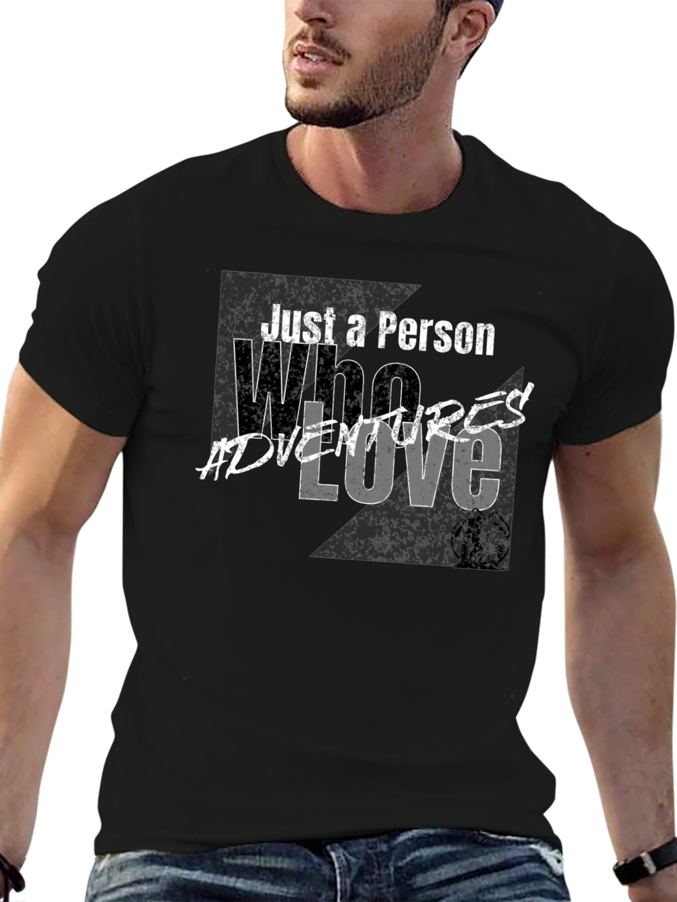 Black Adventure Lover T-Shirt - Just a Person Who Loves Adventures view 6