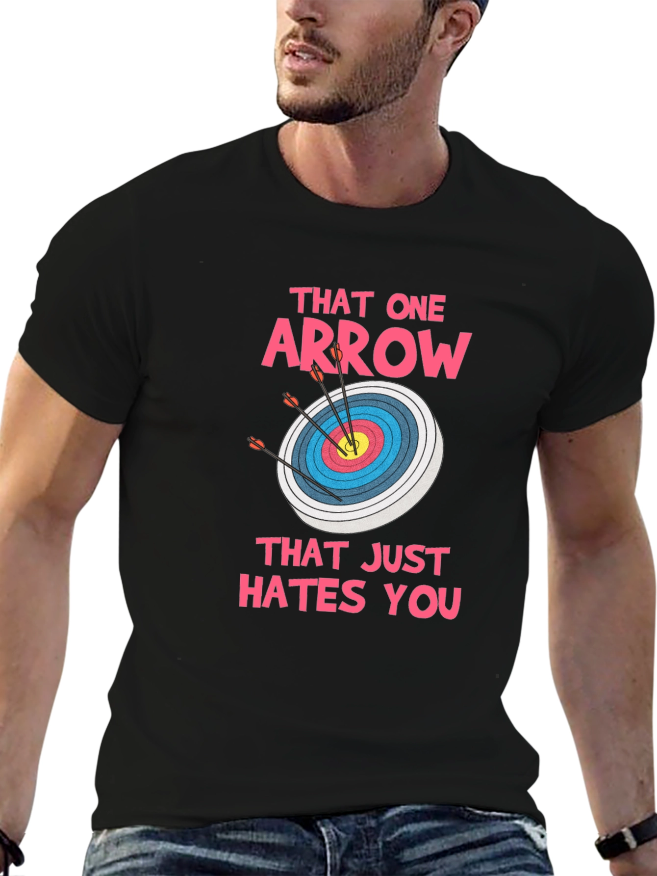 Black Archery Target T-Shirt - Funny Arrow Design view 6