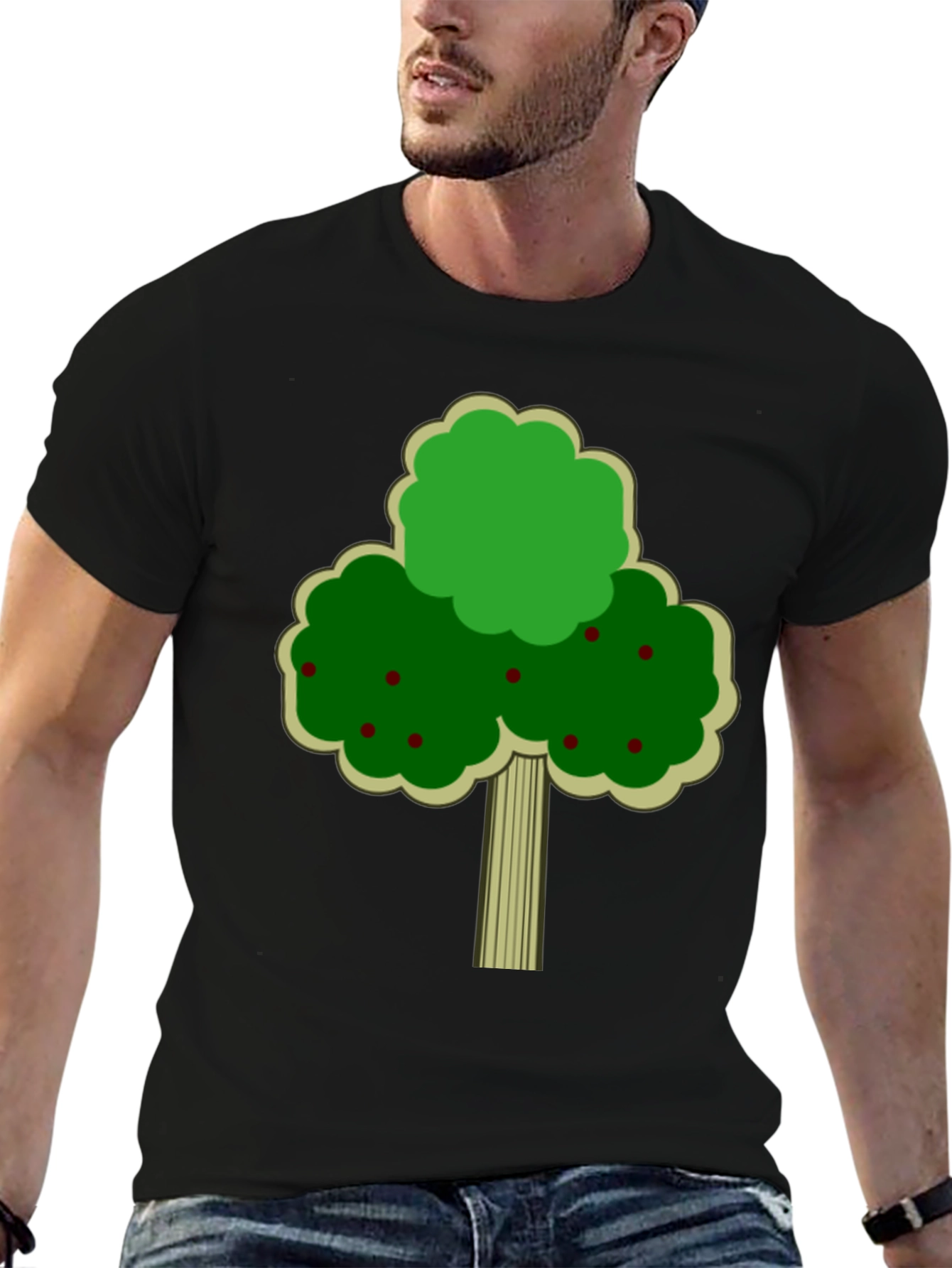 Black Fruit Tree Graphic Tee - Black Cotton T-Shirt view 6