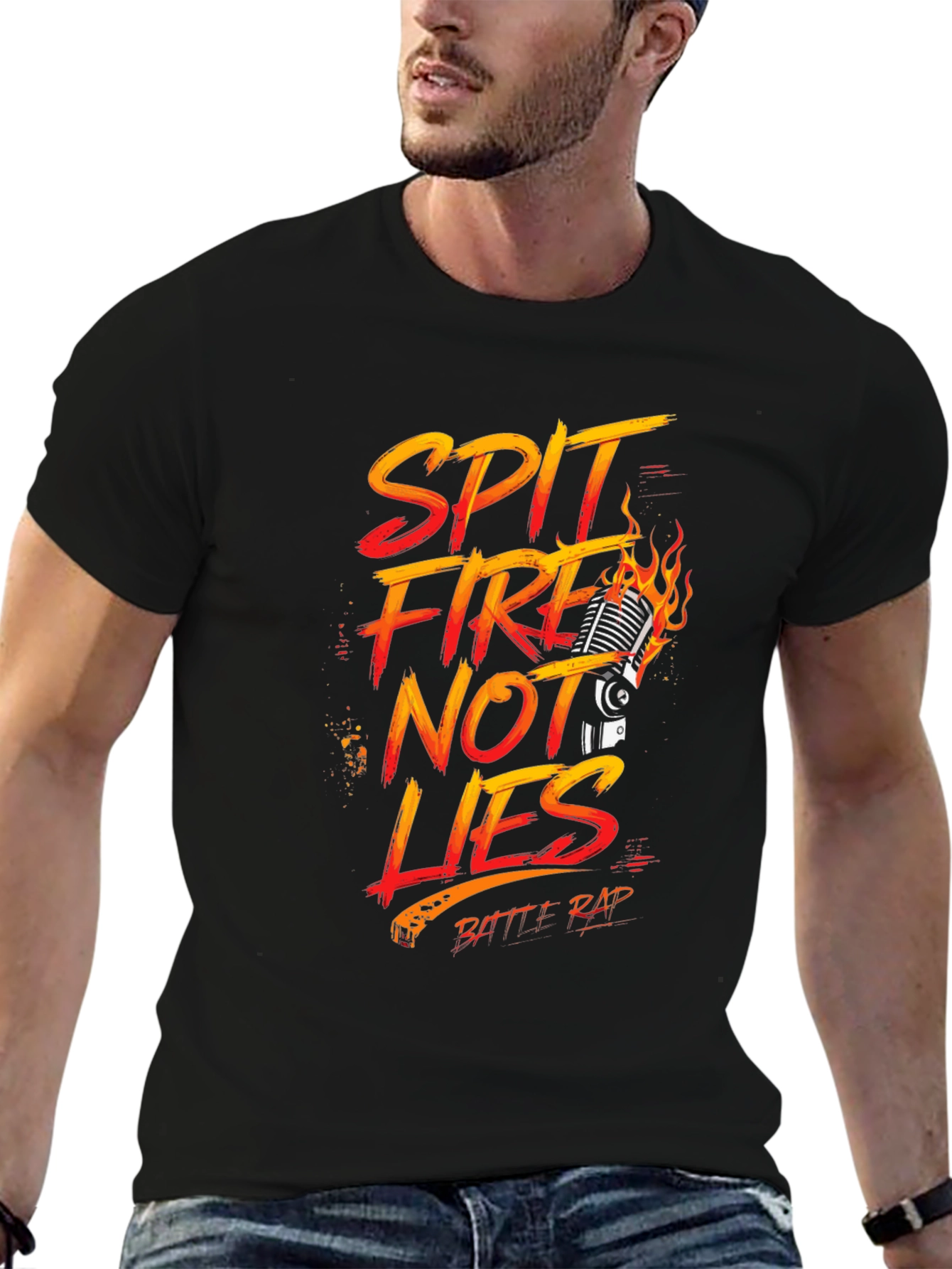 Black Spit Fire Not Lies Battle Rap T-Shirt view 6