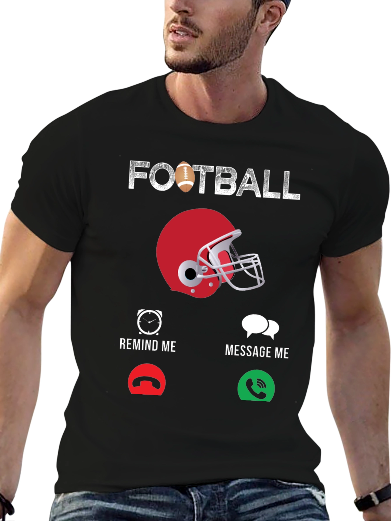 Black Football Calling T-Shirt view 6
