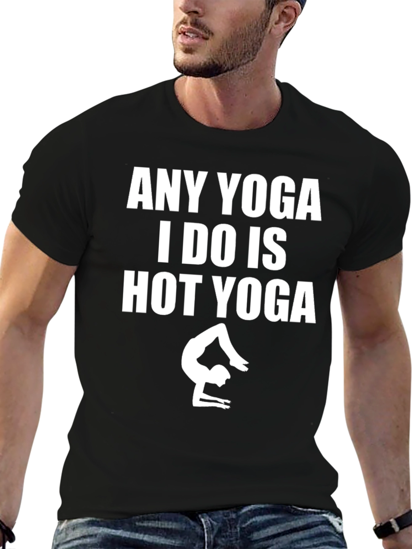 Black Hot Yoga T-Shirt - Funny Yoga Tee view 6